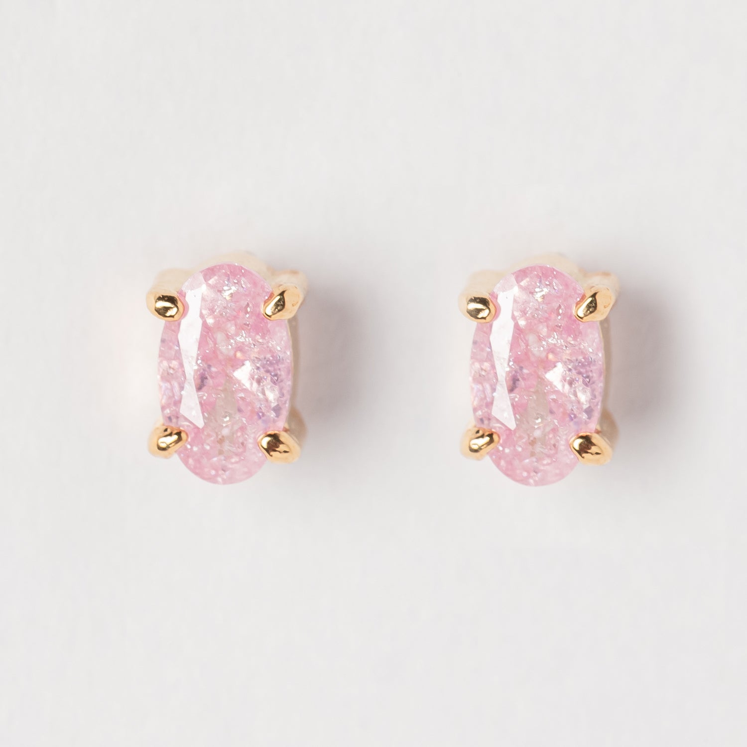 Gold Stud Earrings with Gemstone Accents