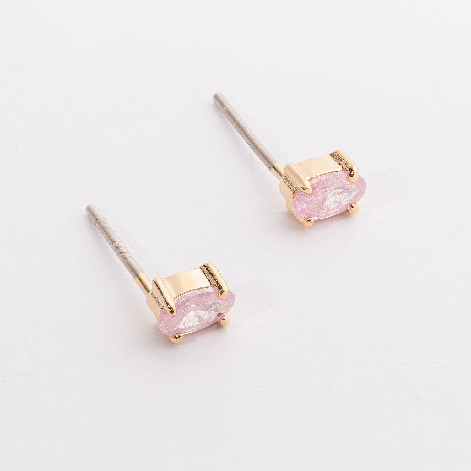 Gold Stud Earrings with Gemstone Accents
