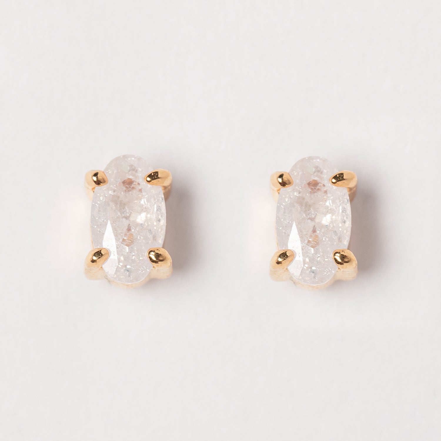 Gold Stud Earrings with Gemstone Accents