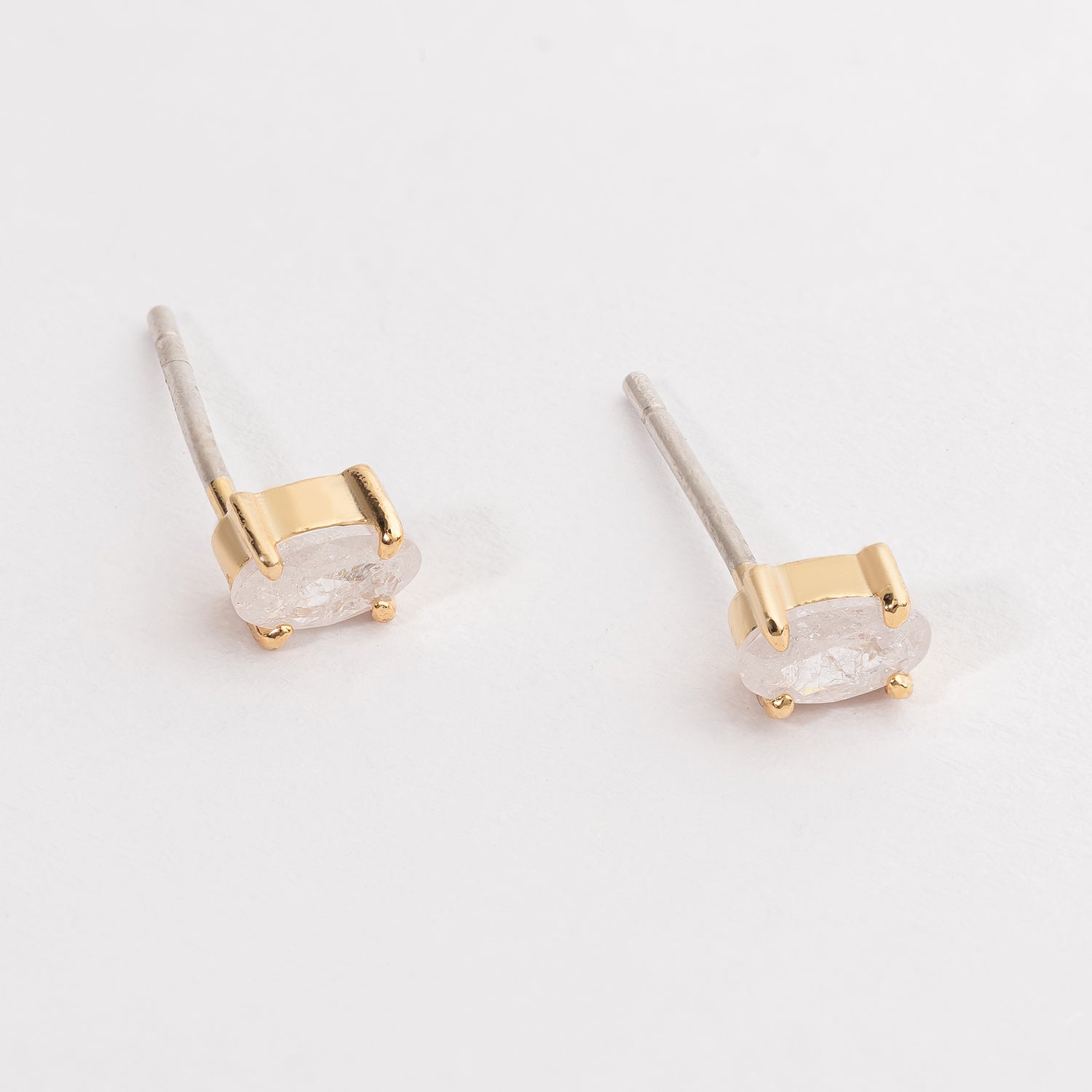 Gold Stud Earrings with Gemstone Accents