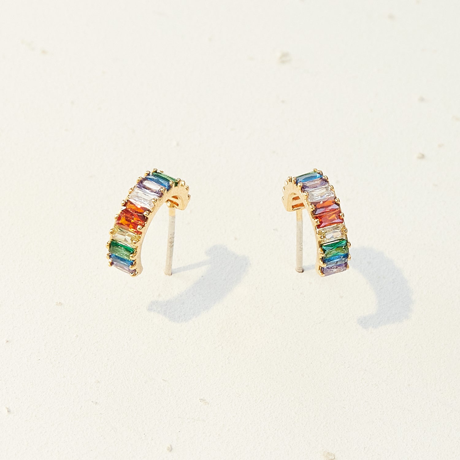 Sparkling Rhinestone Gold-Dipped Hoop Earrings - Frem