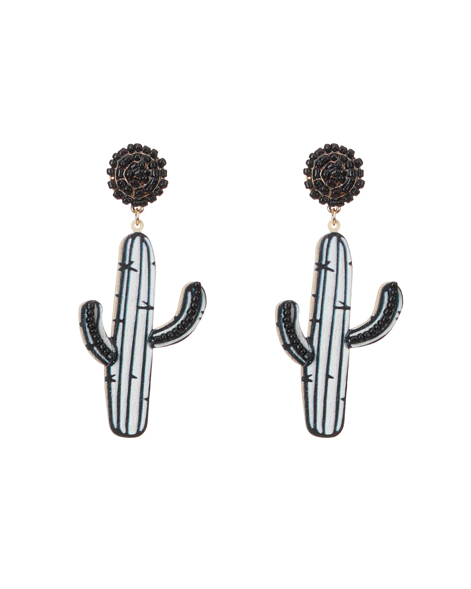 Colored Wooden Cactus Earrings