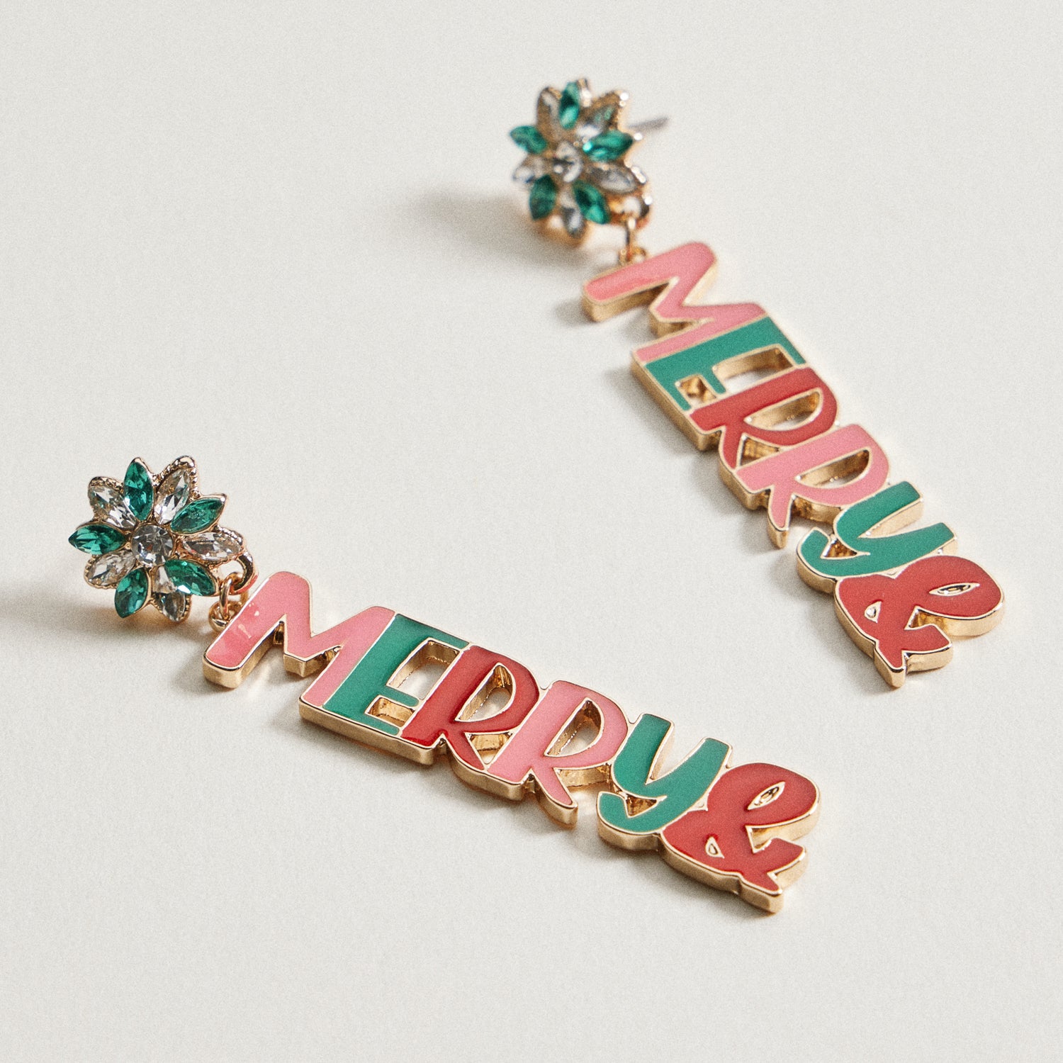 Merry and Bright Christmas Earrings | Enamel Drop Earrings