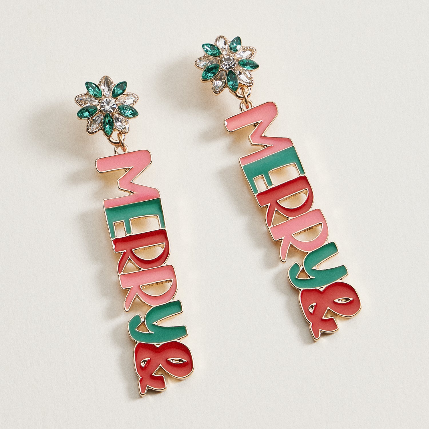 Merry and Bright Christmas Earrings | Enamel Drop Earrings