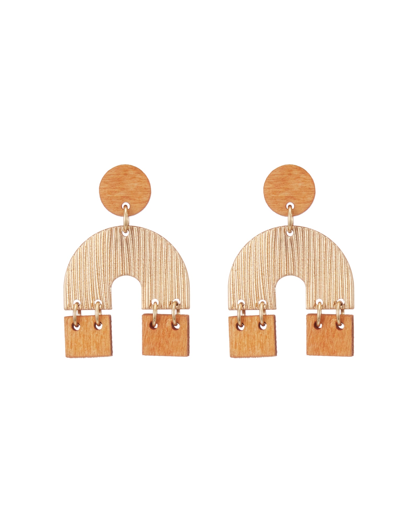 Wooden Arch Shaped Stud Earrings