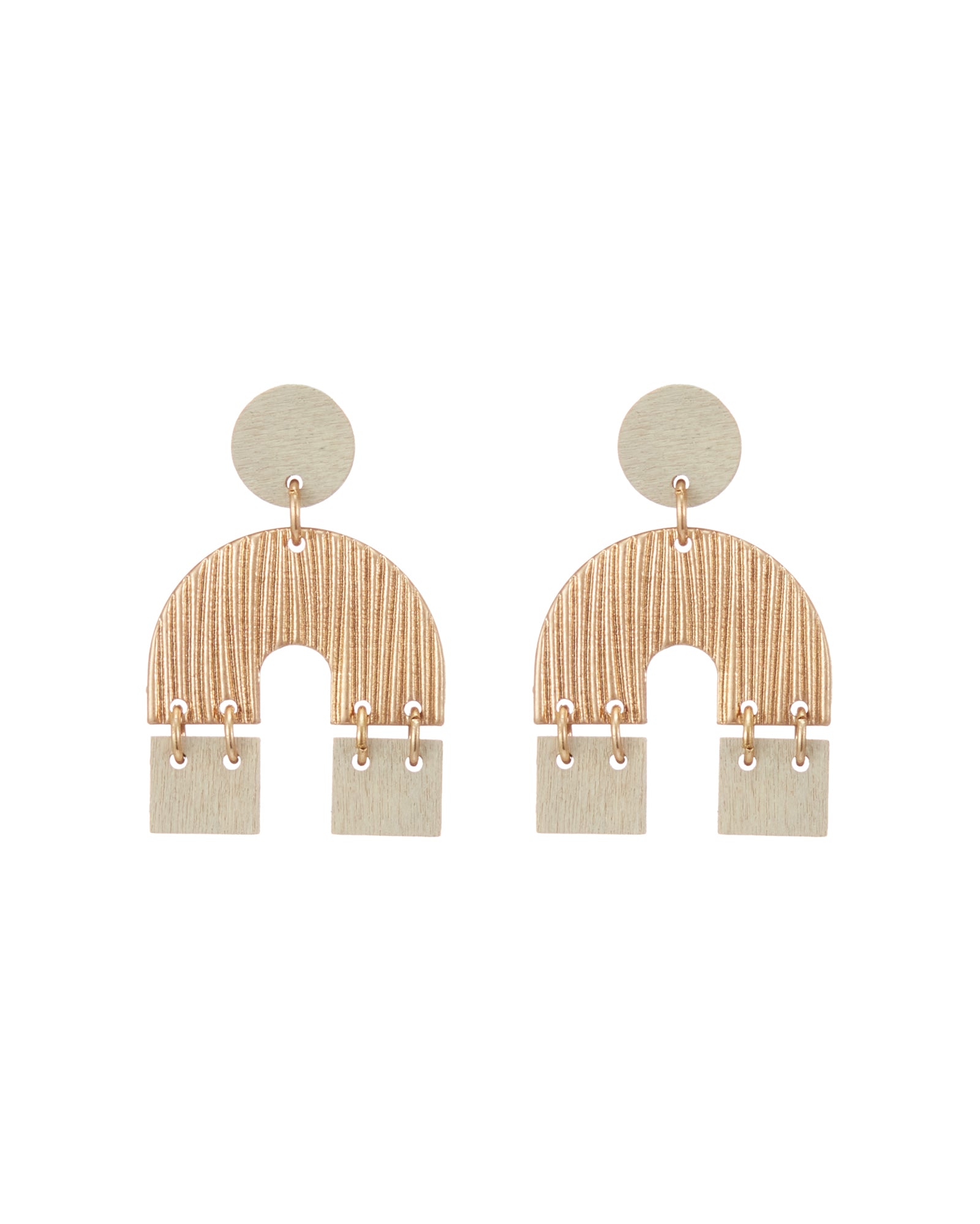 Wooden Arch Shaped Stud Earrings