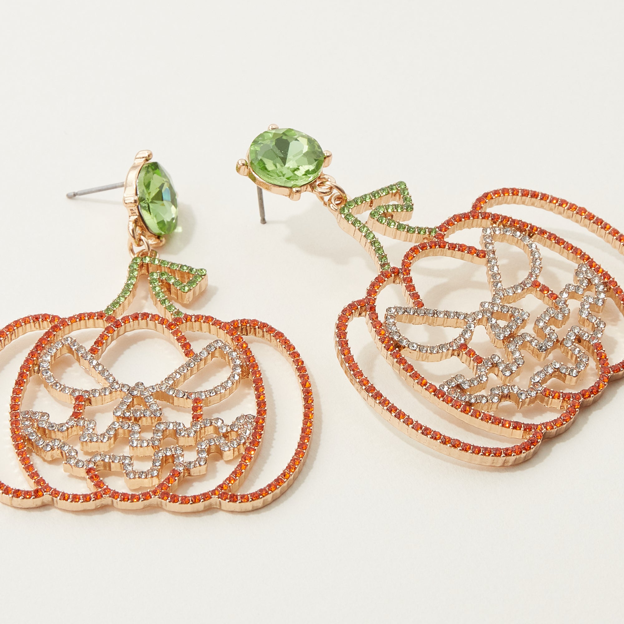Halloween Pumpkin Rhinestone Earrings