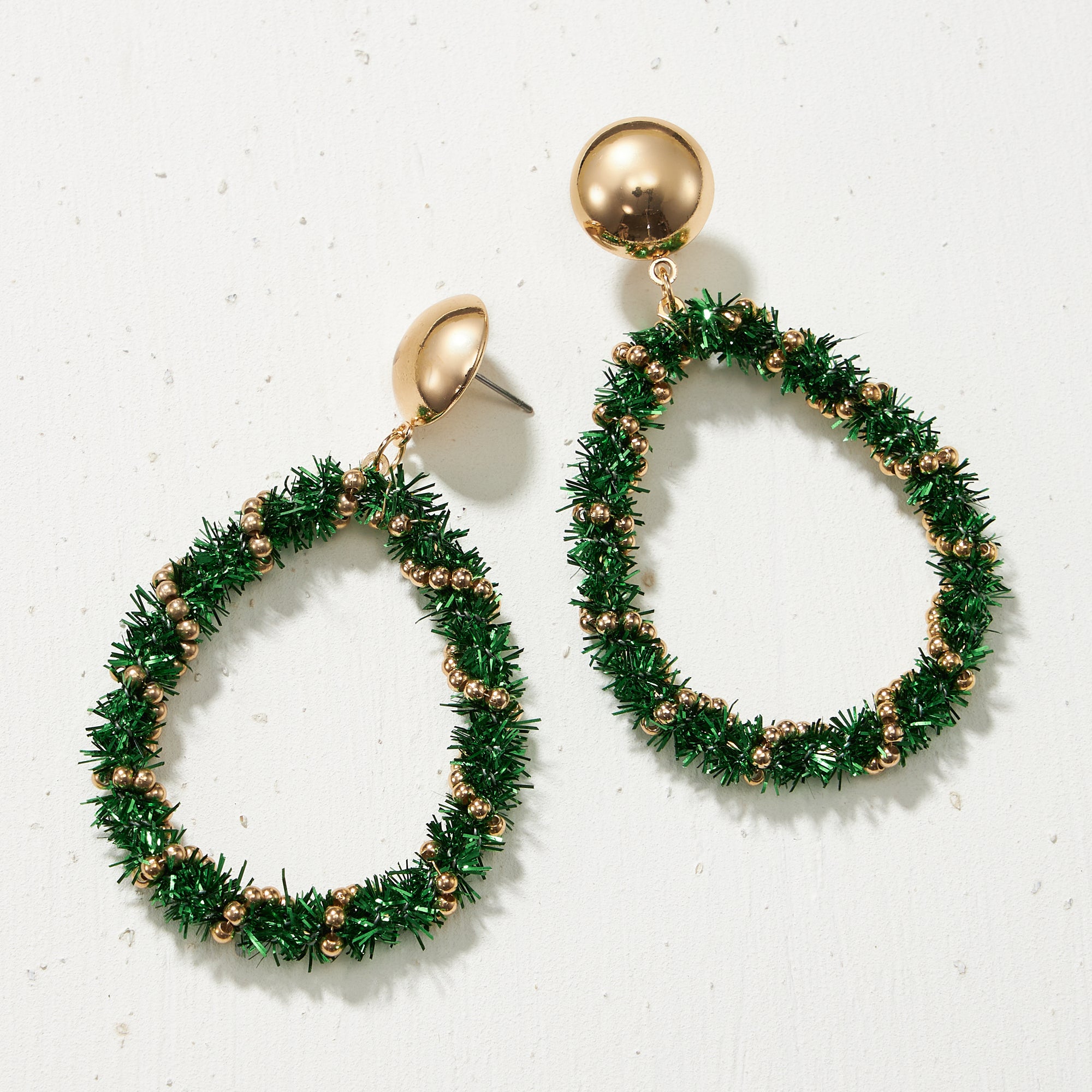 Christmas Tinsel Teardrop Earrings