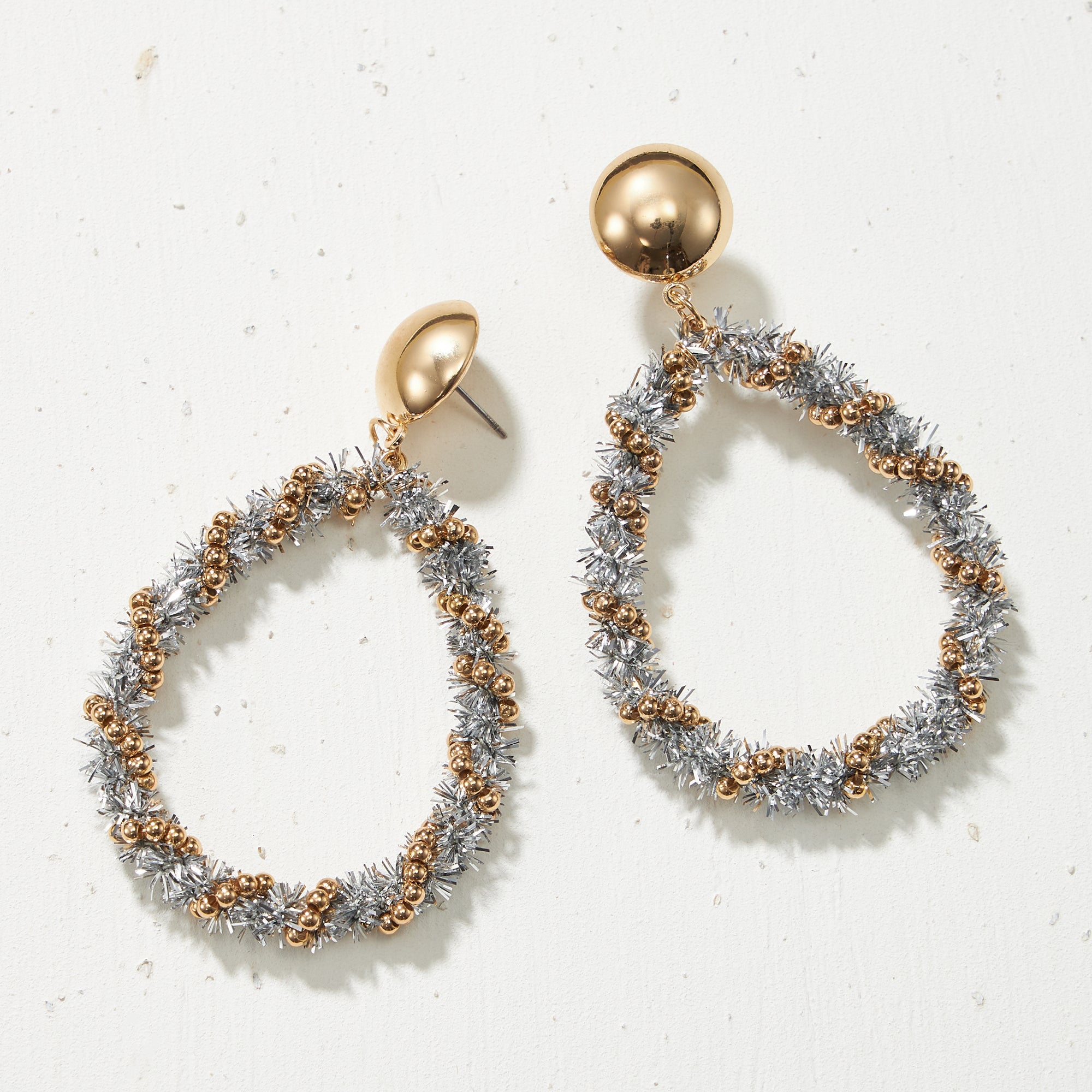 Christmas Tinsel Teardrop Earrings