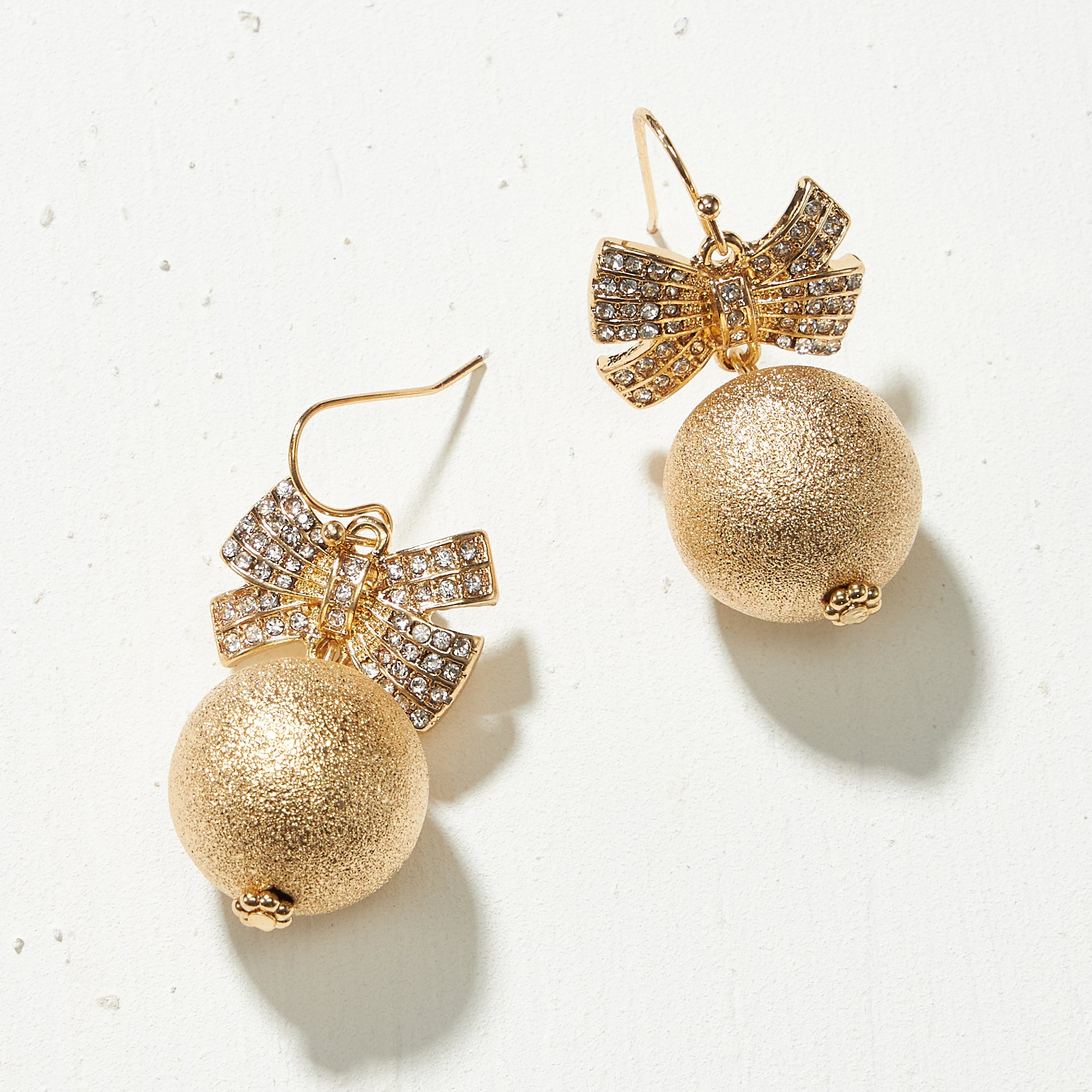 Rhinestone Bow Pearl Drop Earrings