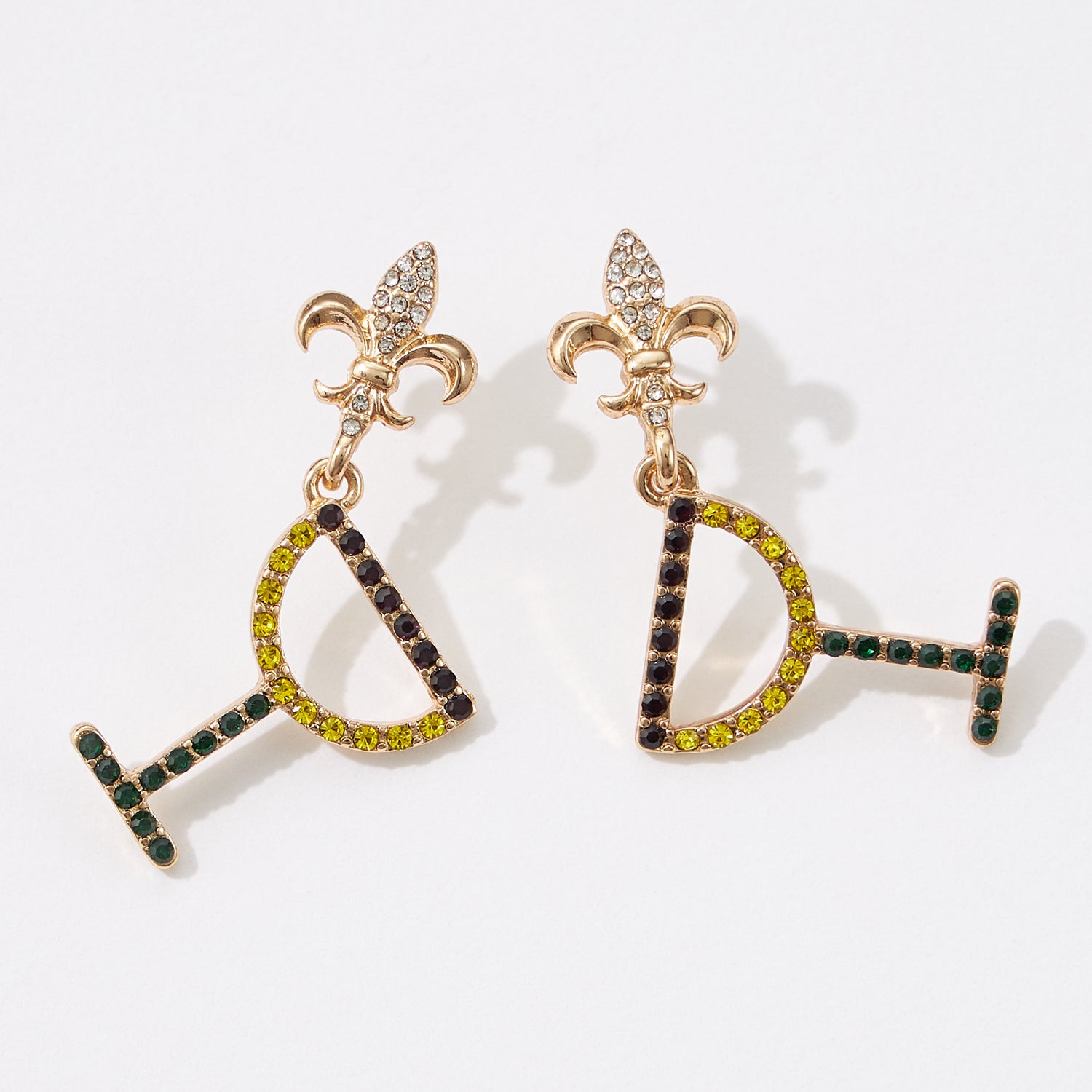 Mardi Gras Martini Glass Style Earring