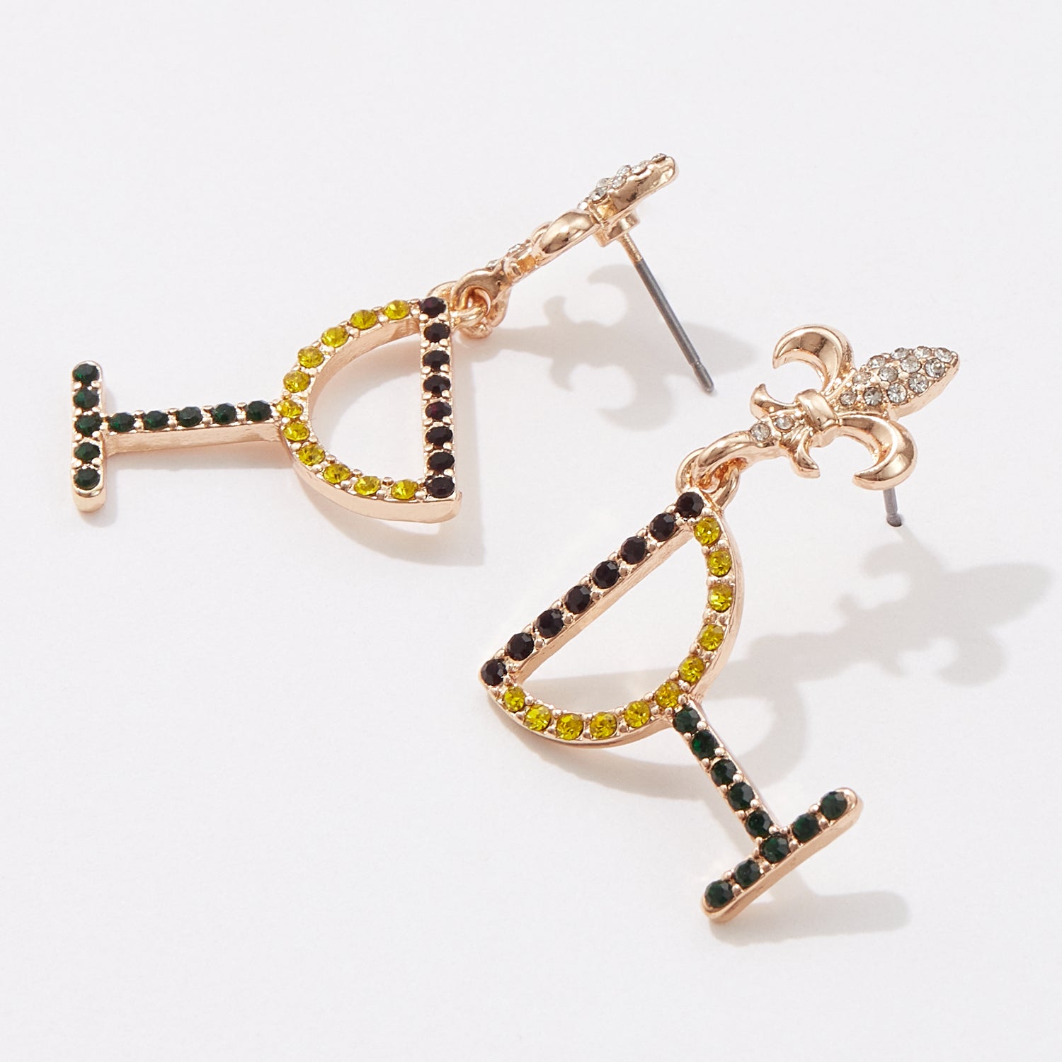 Mardi Gras Martini Glass Style Earring