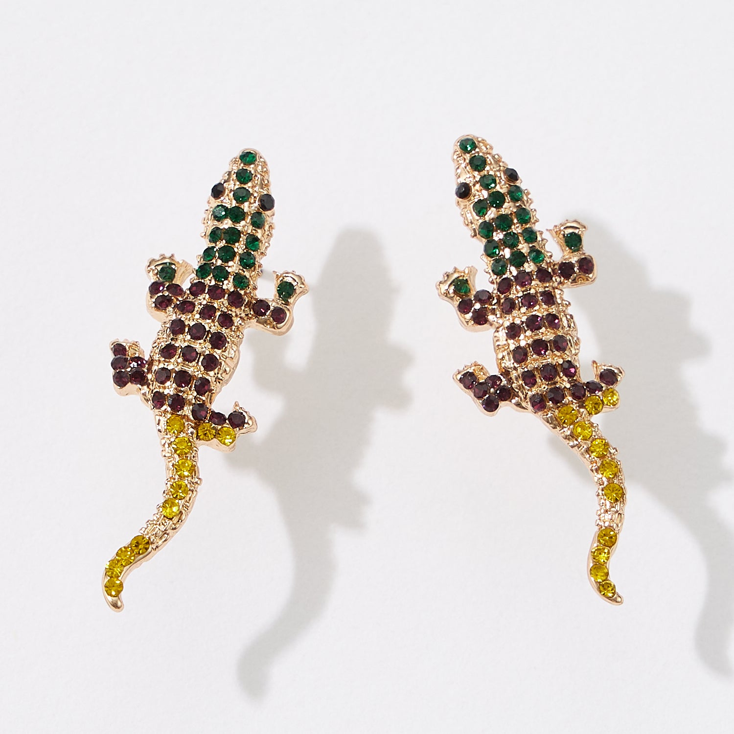 Lizard Pave Mardi Gras Post Earrings