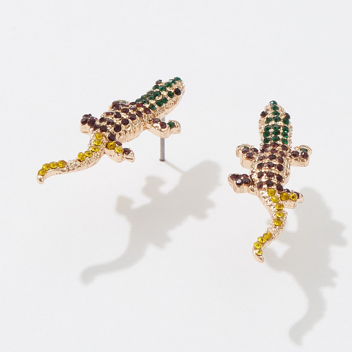 Lizard Pave Mardi Gras Post Earrings