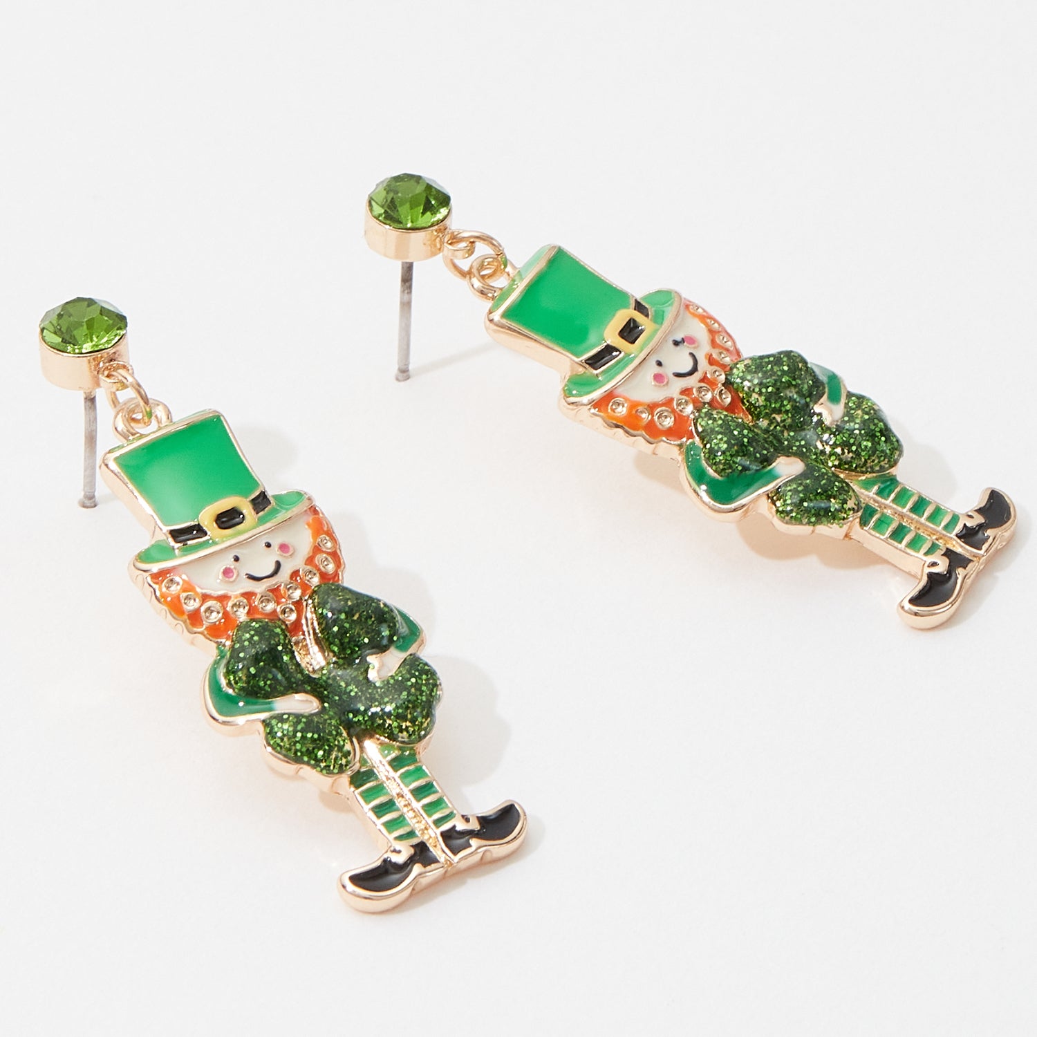 Lucky Symbol Leprechuan Men Post Earring for Saint Patrick's Day