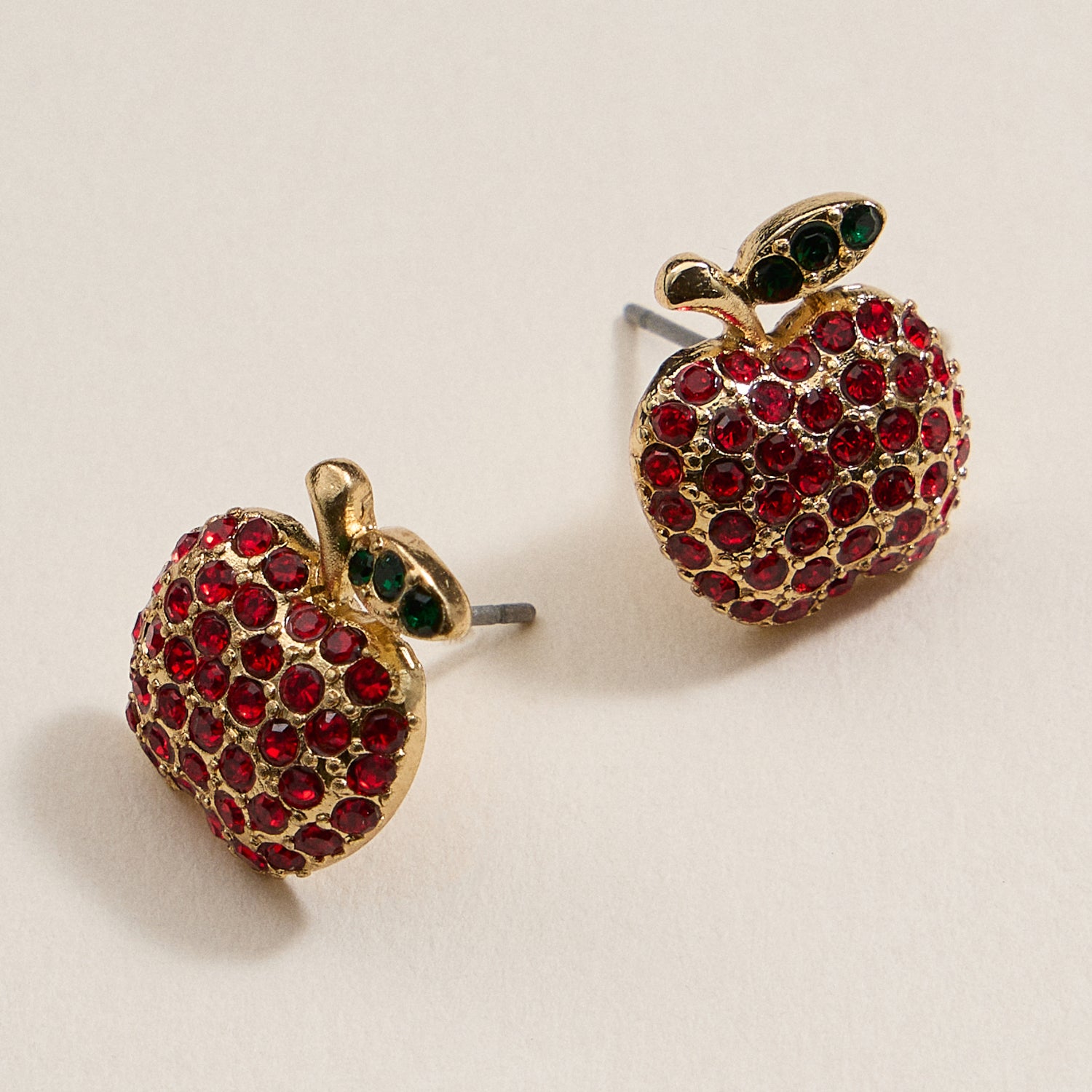 Pave Apple Post Earrings for Teacher's Day