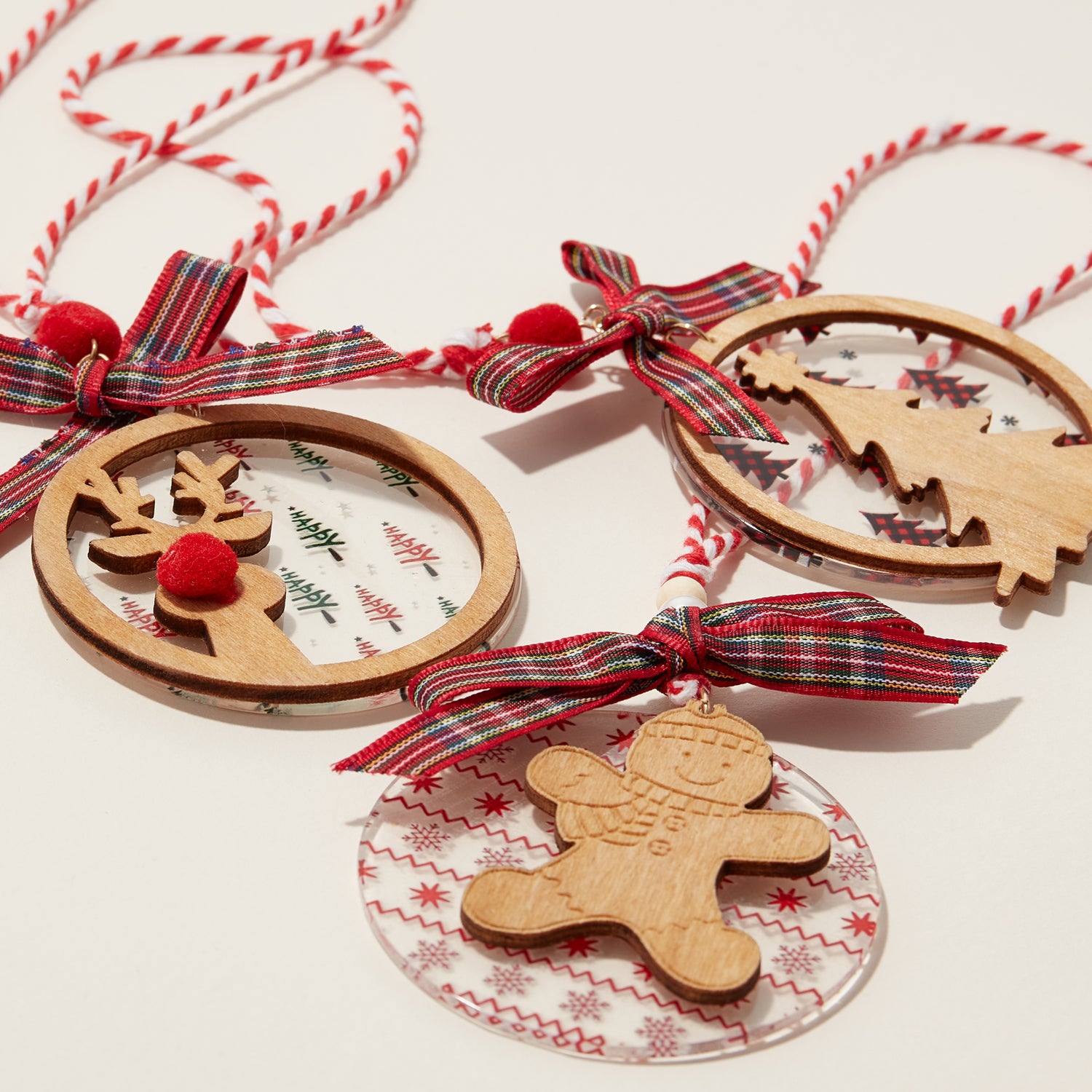 Wood Cut Out Christmas Tree Ornaments