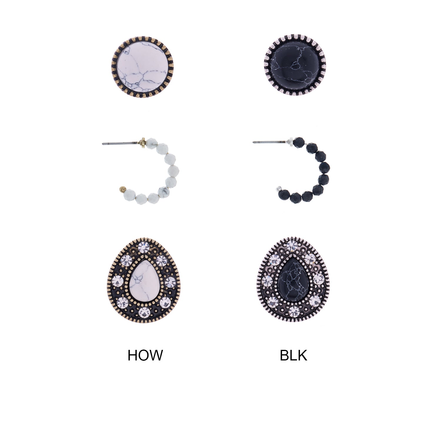 Natural Stone Multi Earring Set