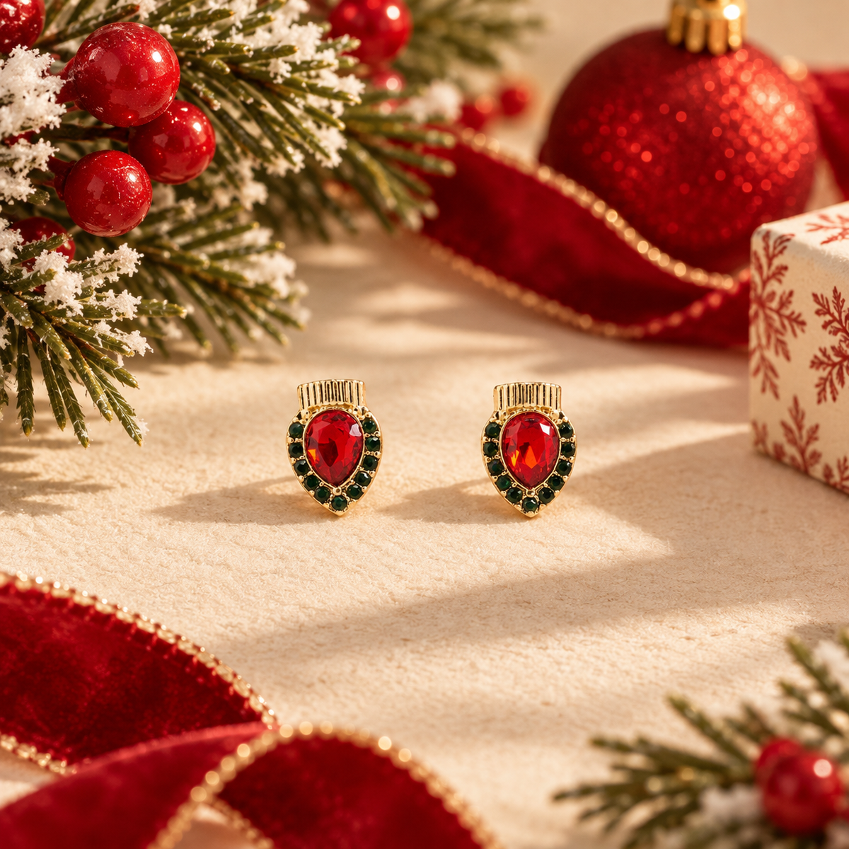 Christmas Ornament Rhinestone Earrings
