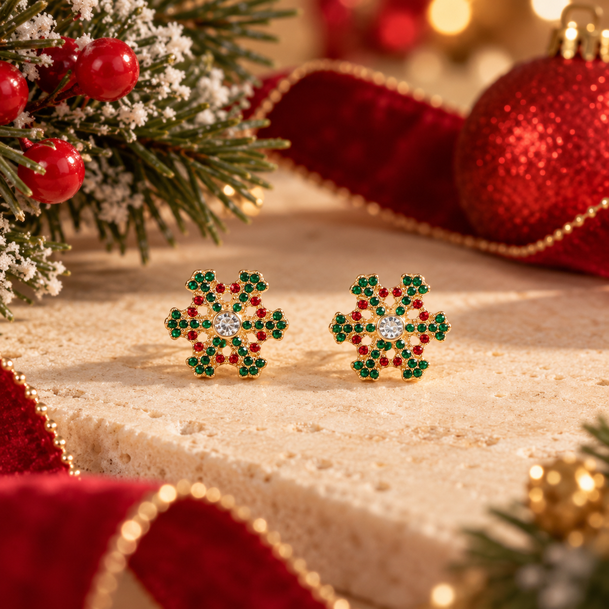 Christmas Winter Snowflake Rhinestone Earrings