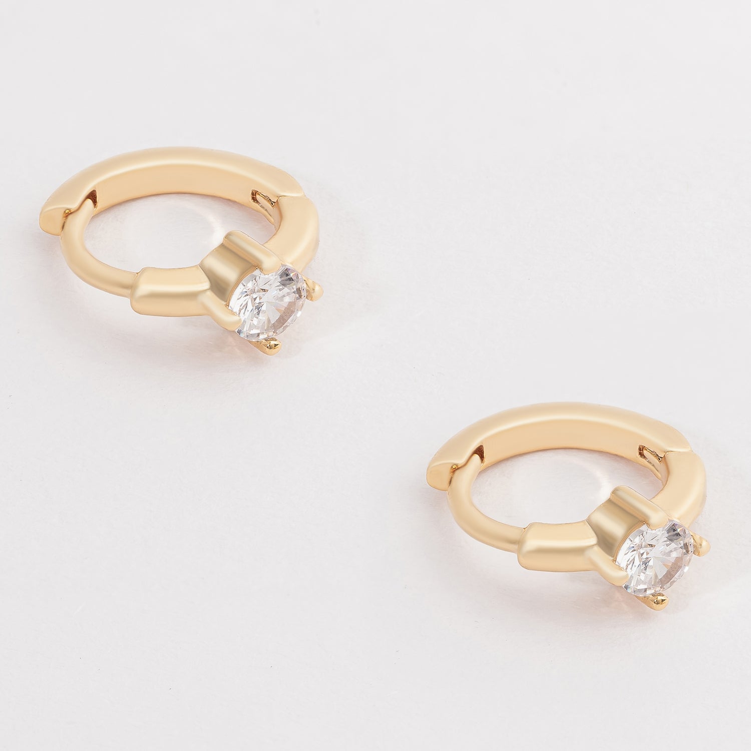 Delicate Clear Stone Huggie | Earrings