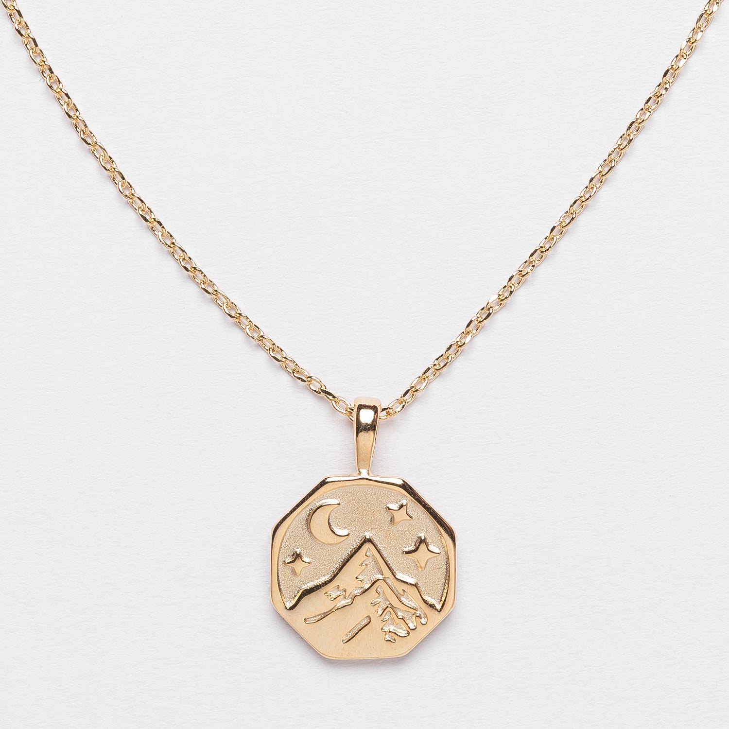 18K Gold Dipped Necklace with Mountain Pendant