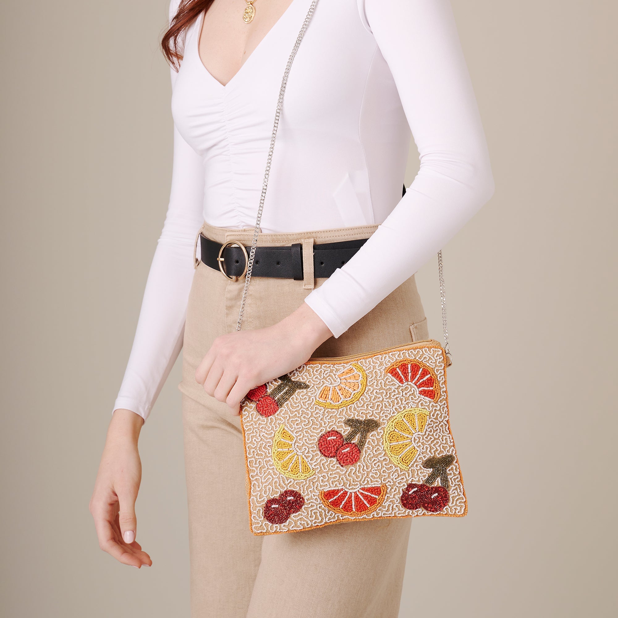 Elegant Multicolor Beaded Crossbody Purse