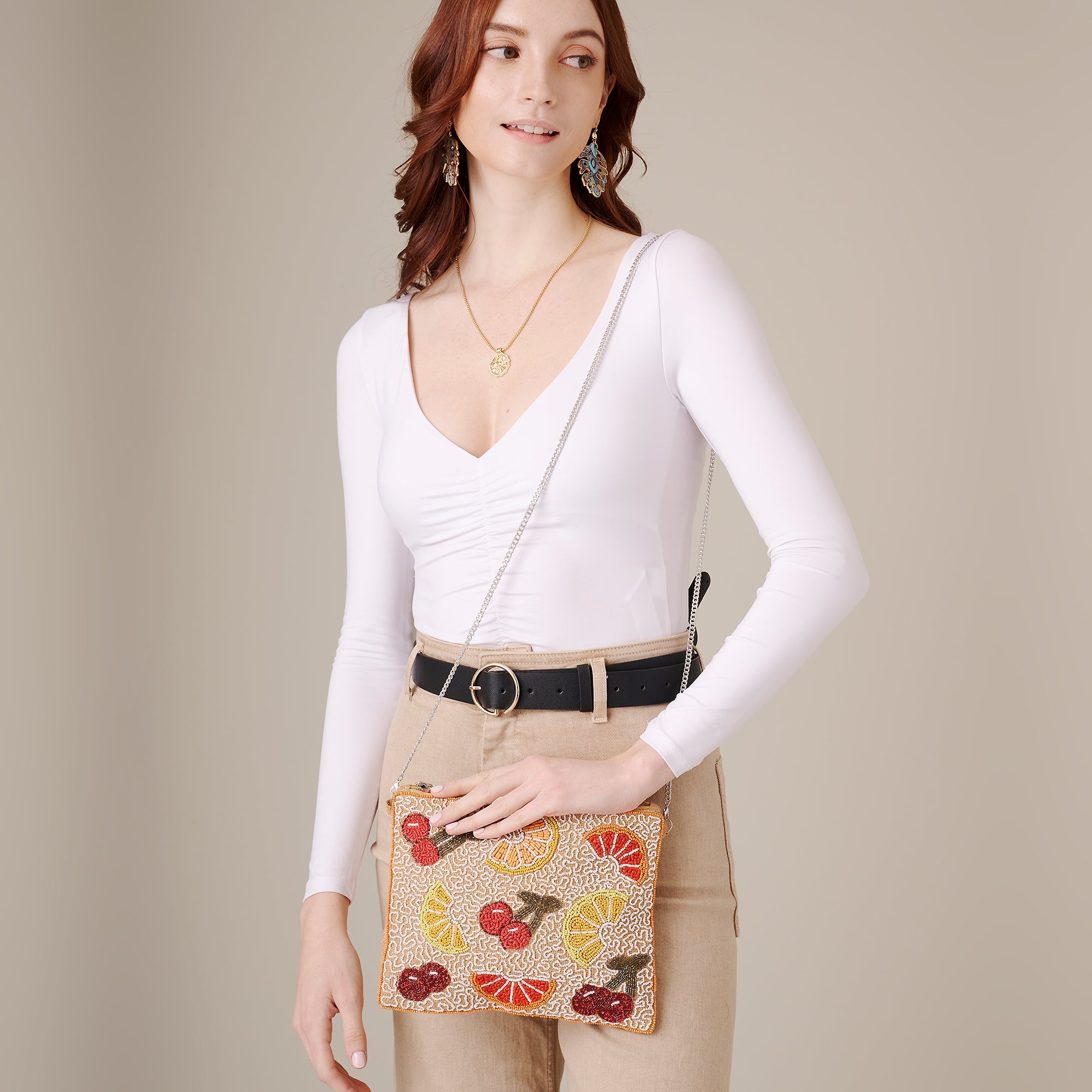Elegant Multicolor Beaded Crossbody Purse