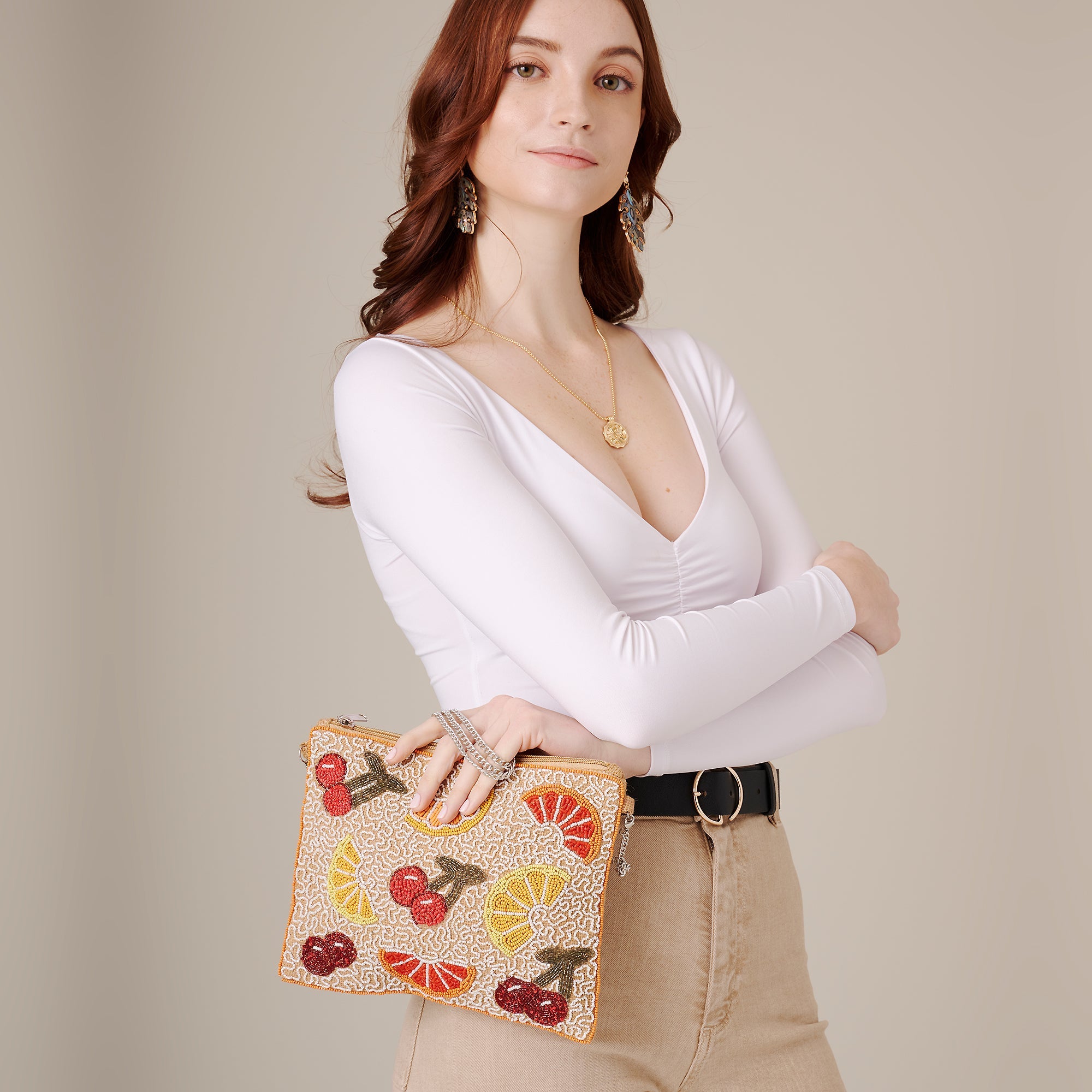 Elegant Multicolor Beaded Crossbody Purse