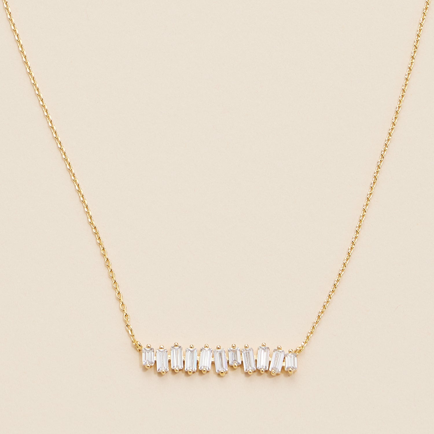 Gold-Dipped Glass Stone Charm Necklace
