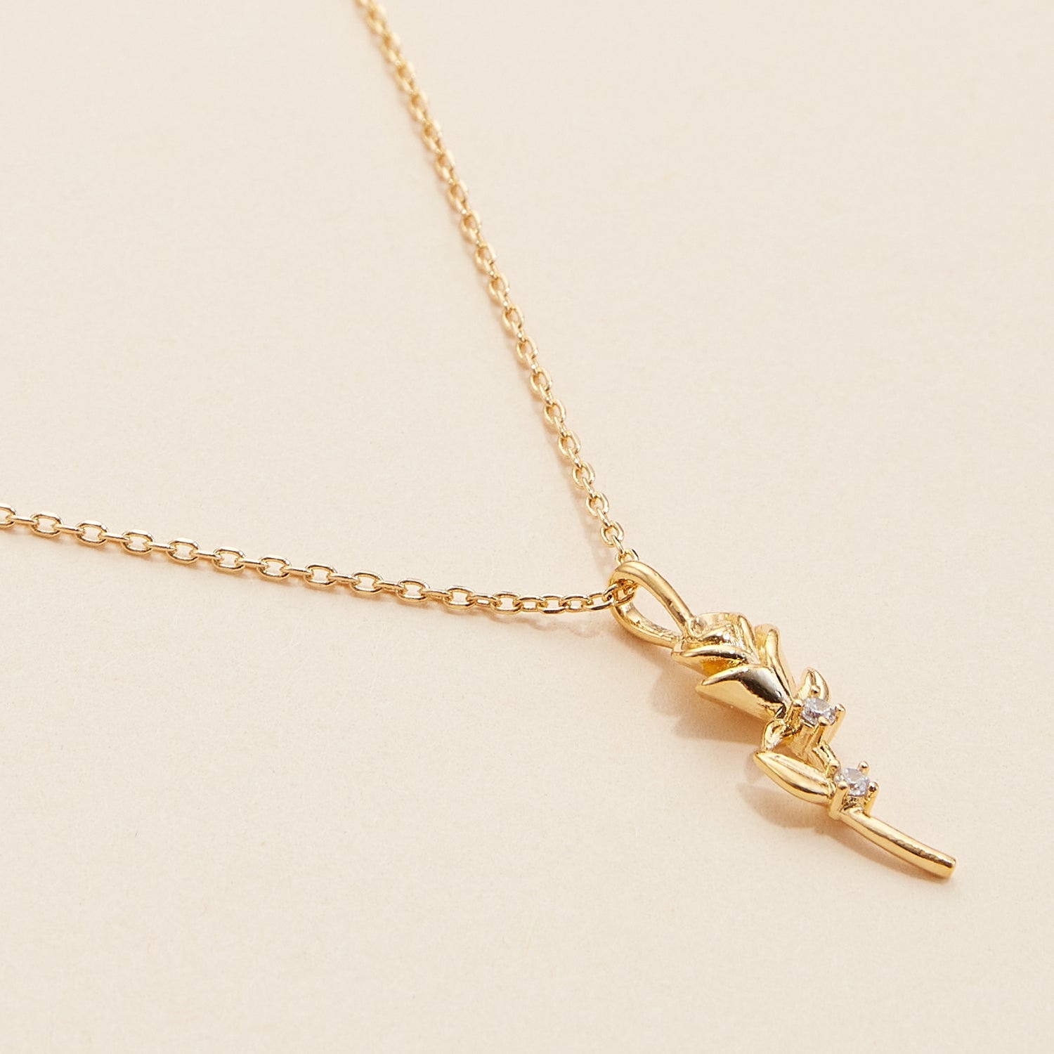 Gold-Dipped Rose Charm Necklace