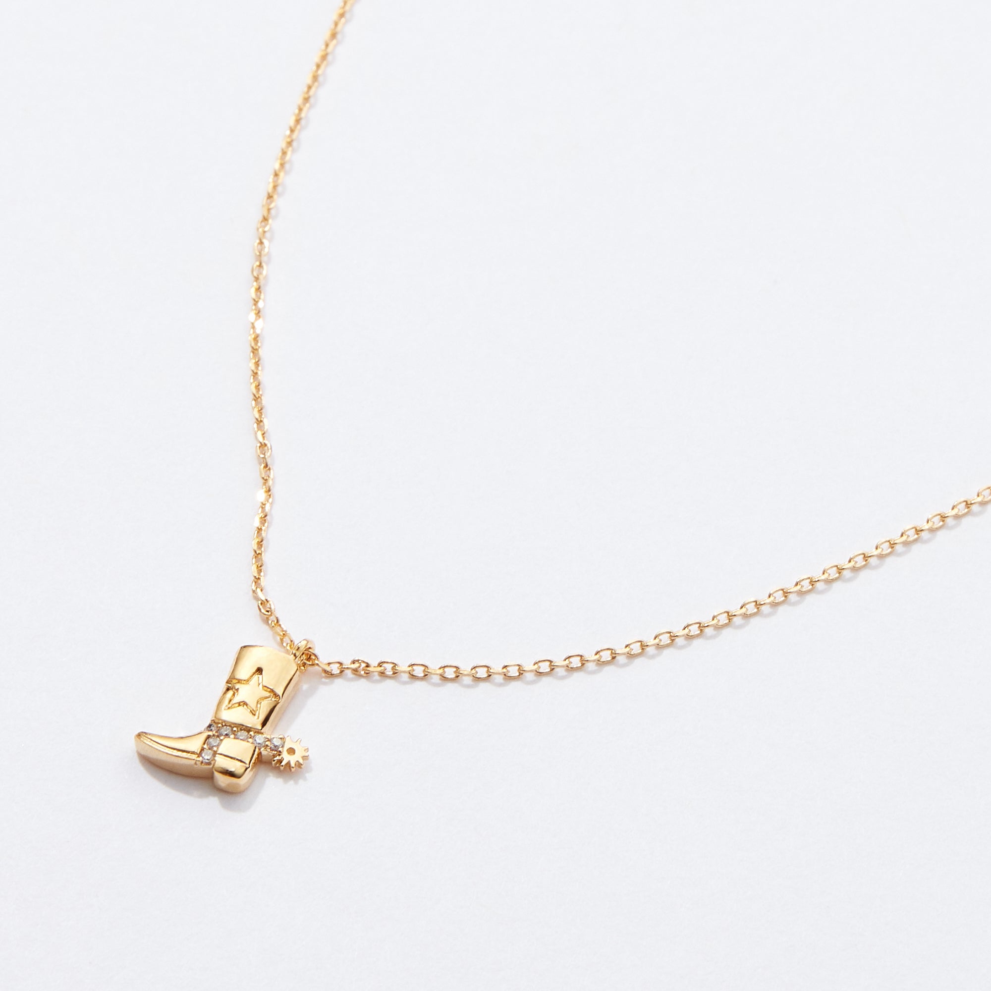 Gold Dipped Petite Western Boot Pendant Necklace