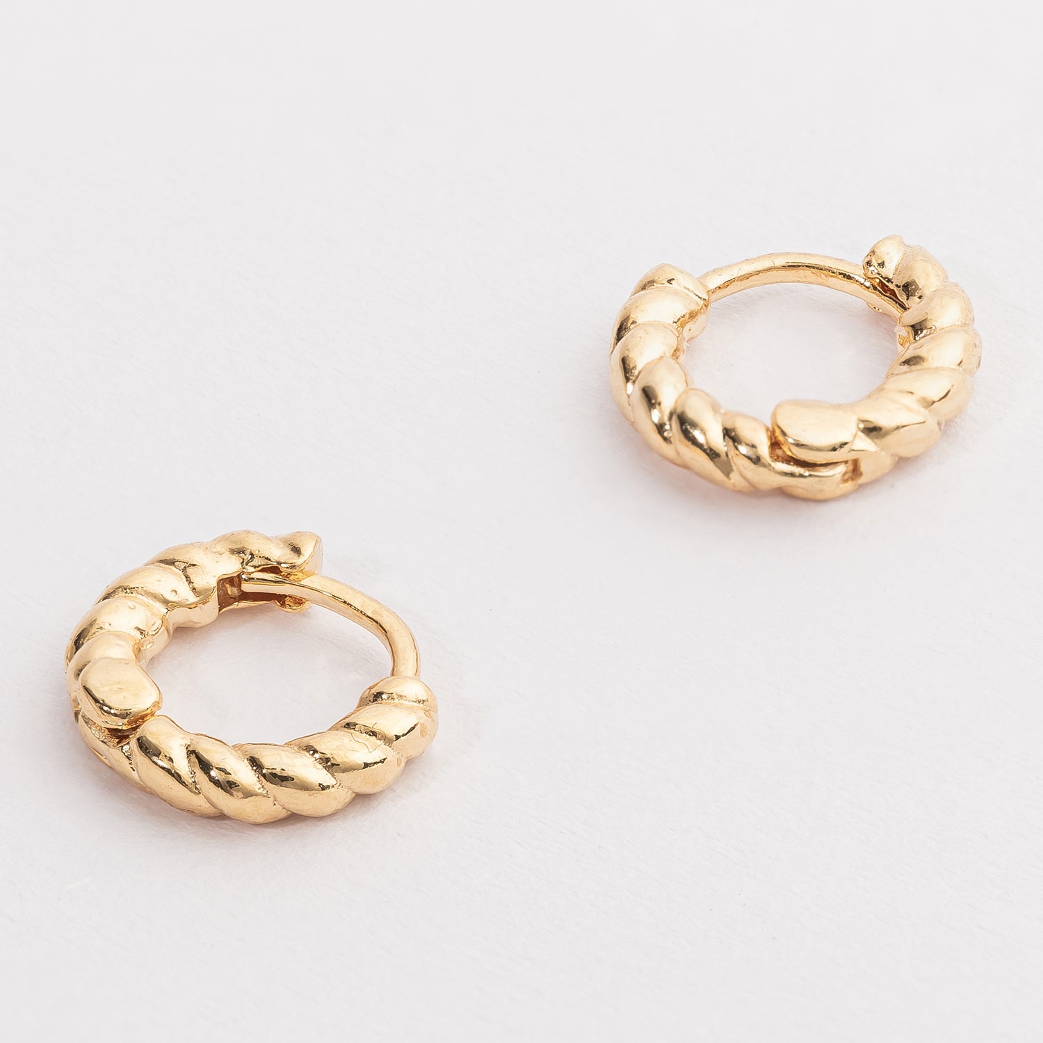 Twisted Rope 18K Gold Dipped Huggie