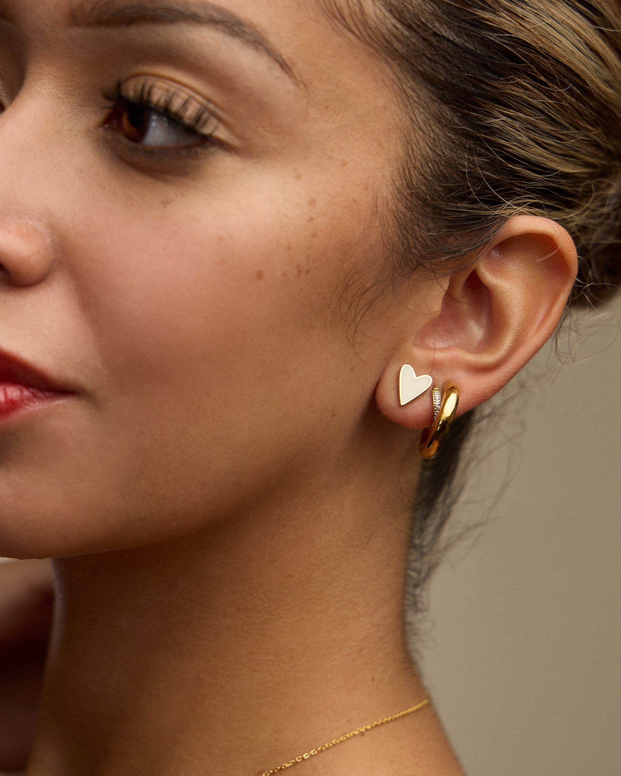 Enamel Heart 18K Gold-Plated Stud Earrings - Frem