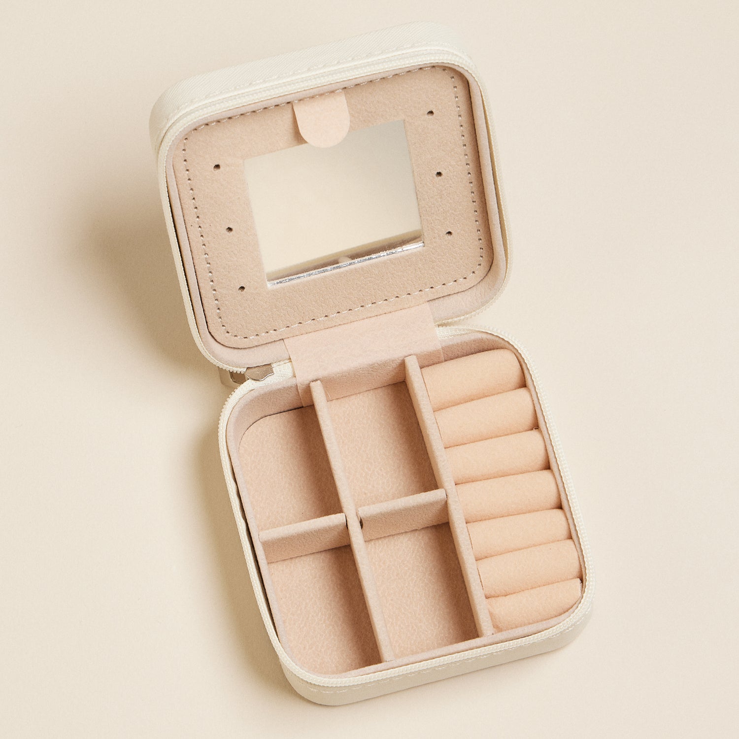 Travel-Size Jewelry Box with Blue Floral Pattern