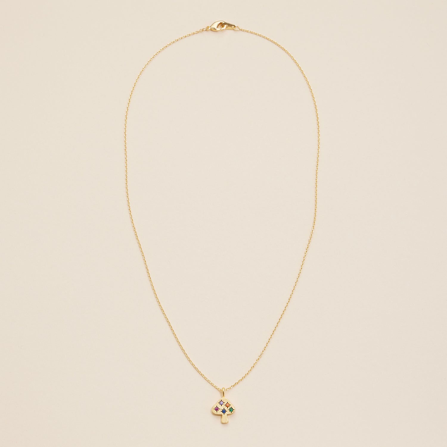 Gold-Dipped Mushroom Charm Necklace