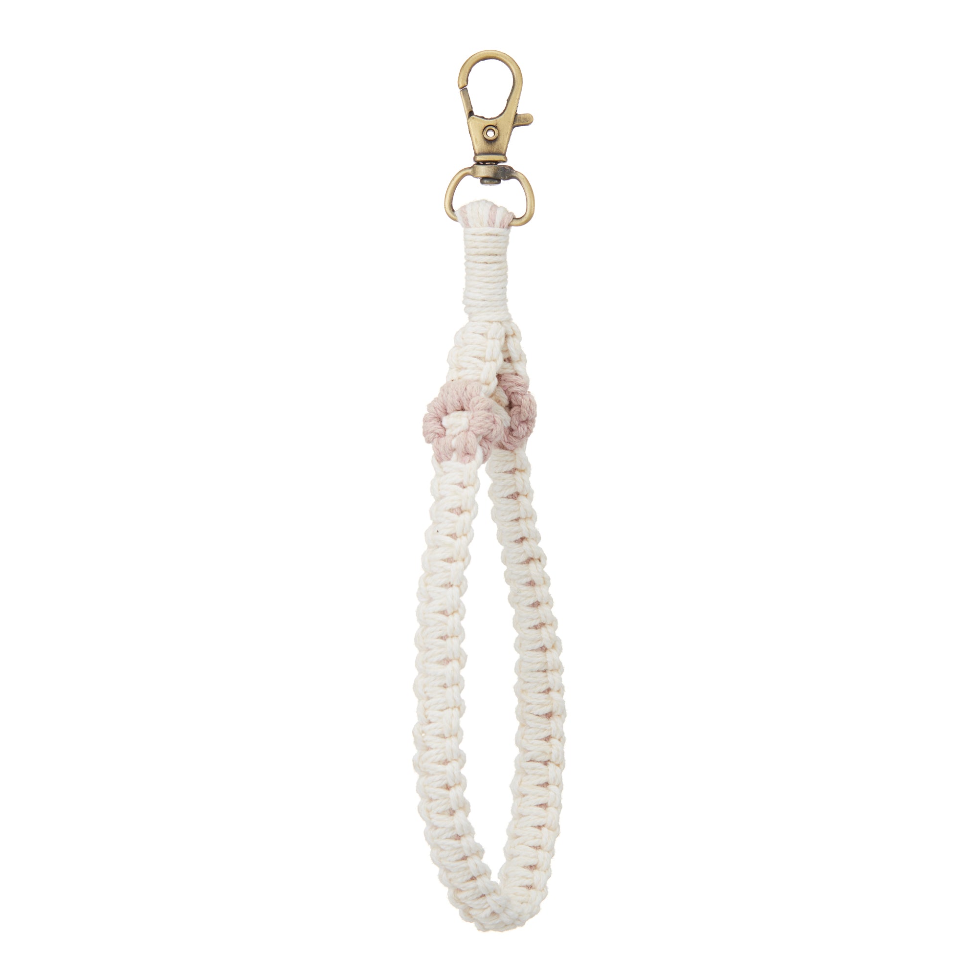 Macrame Flowers Wristlet Tassel Keychain