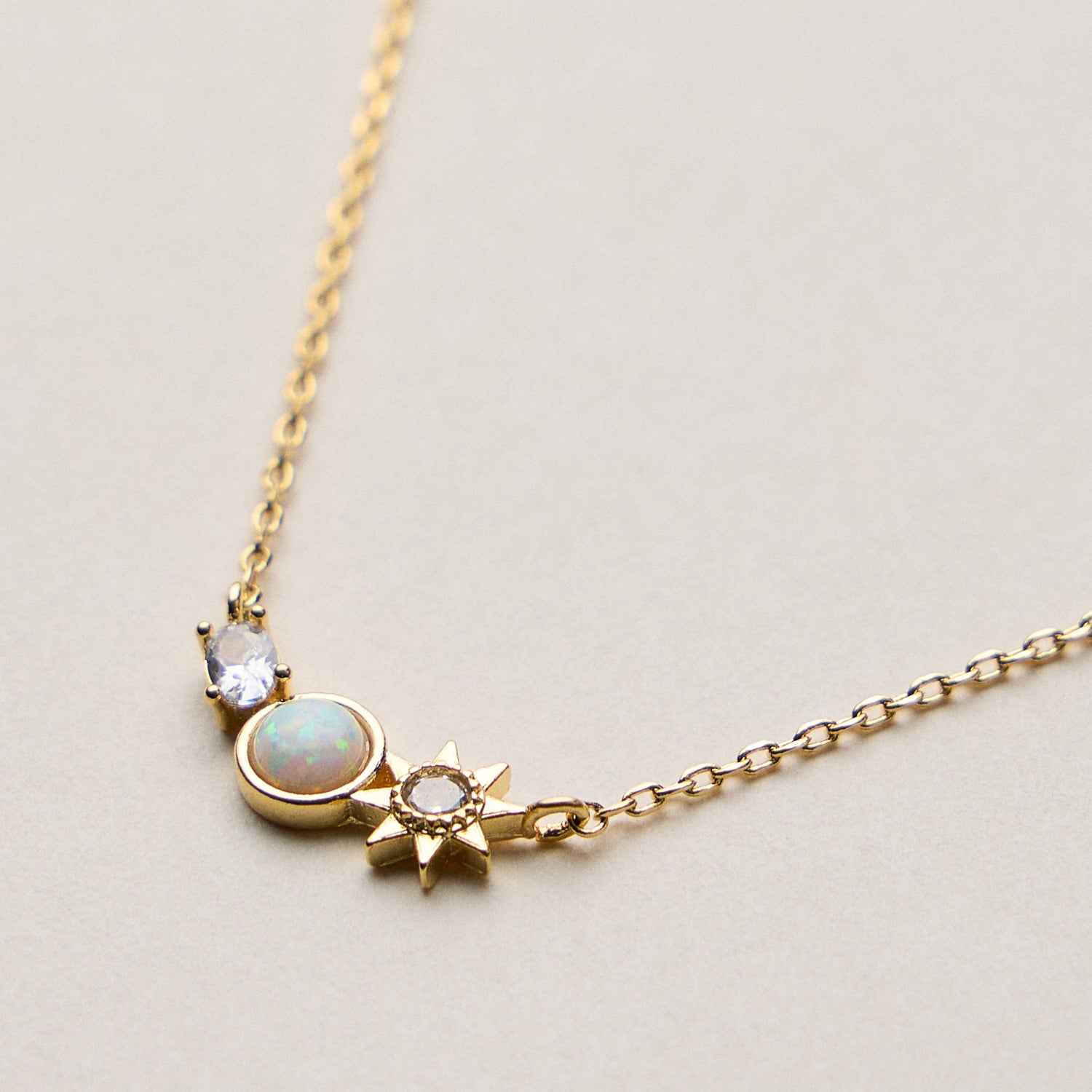 Gold Dipped Sun and Moon Charm Necklace