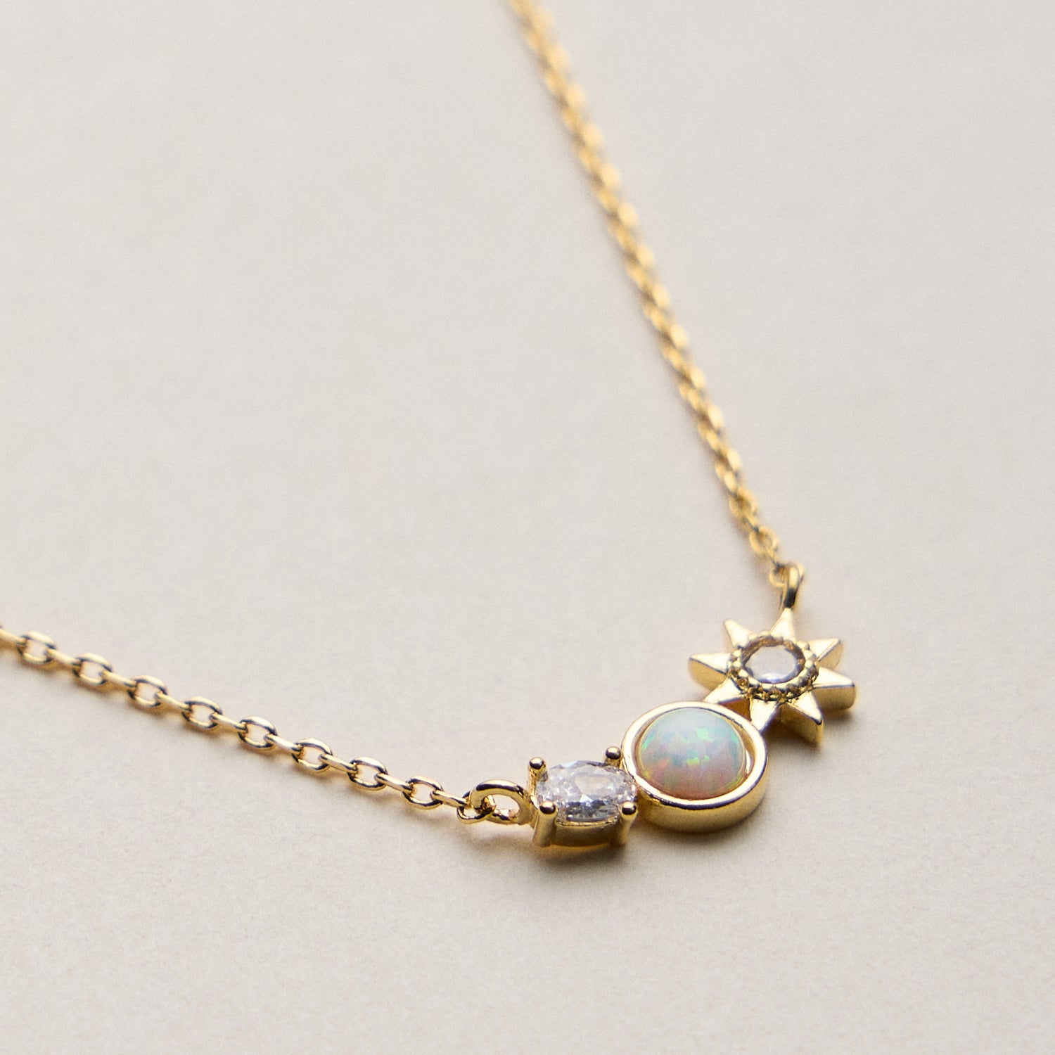 Gold Dipped Sun and Moon Charm Necklace