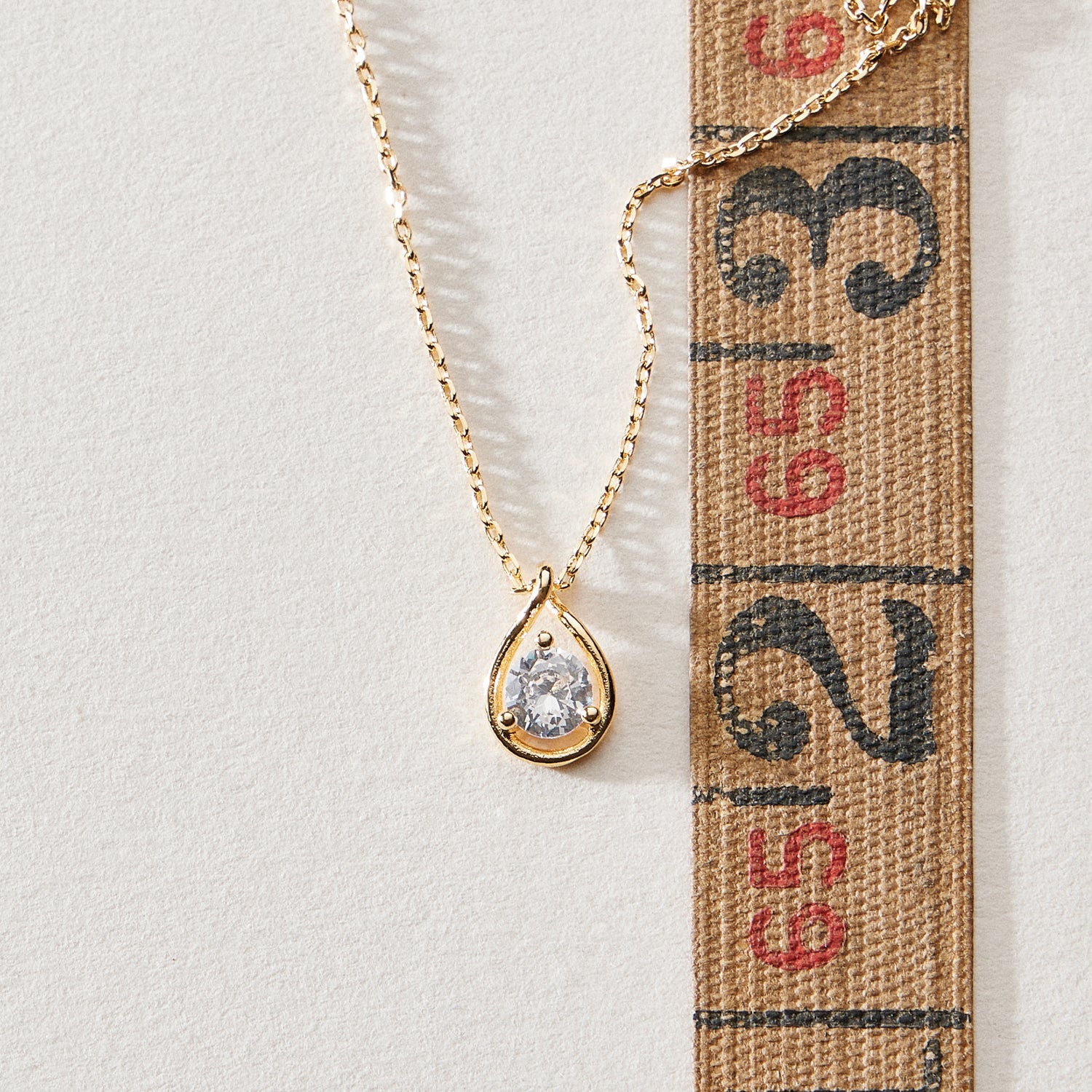 Gold Teardrop Crystal Pendant Necklace | Dainty