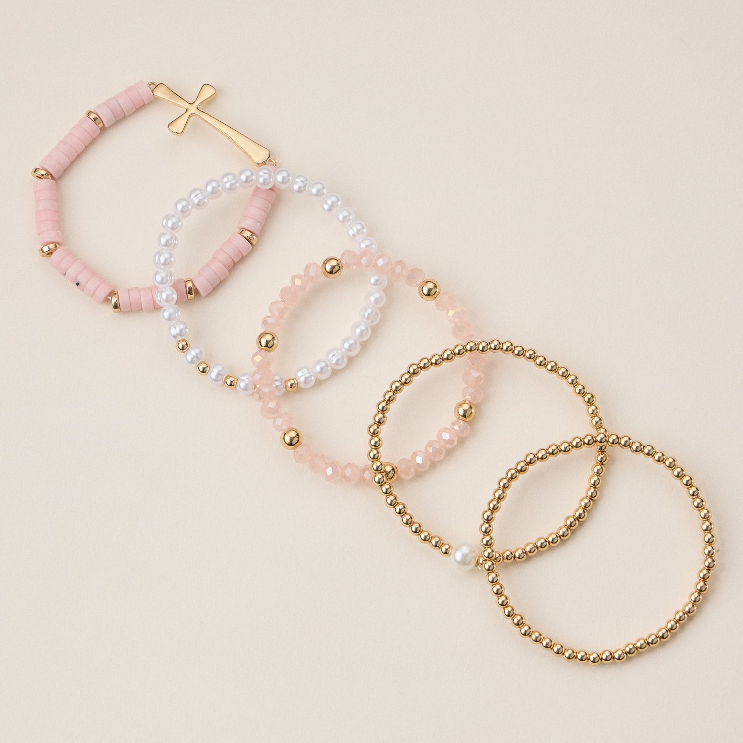 Elegant Faith & Pearl Stretch Bracelet Set