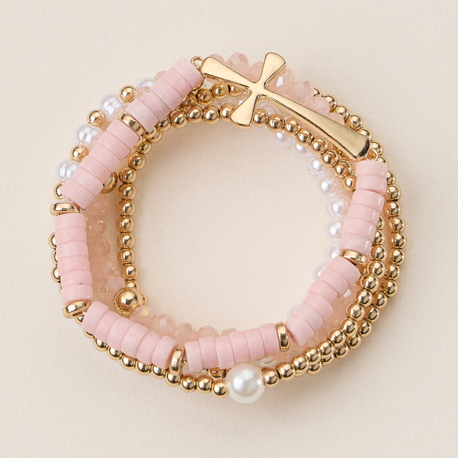Elegant Faith & Pearl Stretch Bracelet Set
