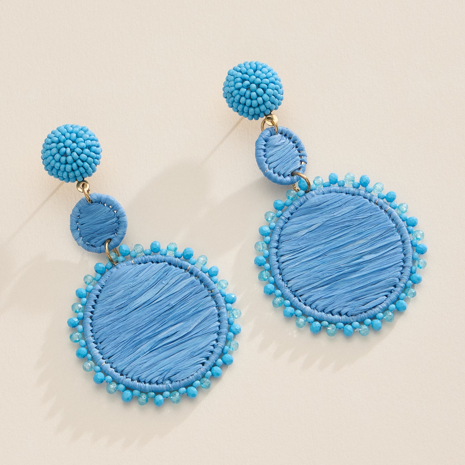 Raffia Beaded Drop Earrings – Lightweight Boho Statement Design