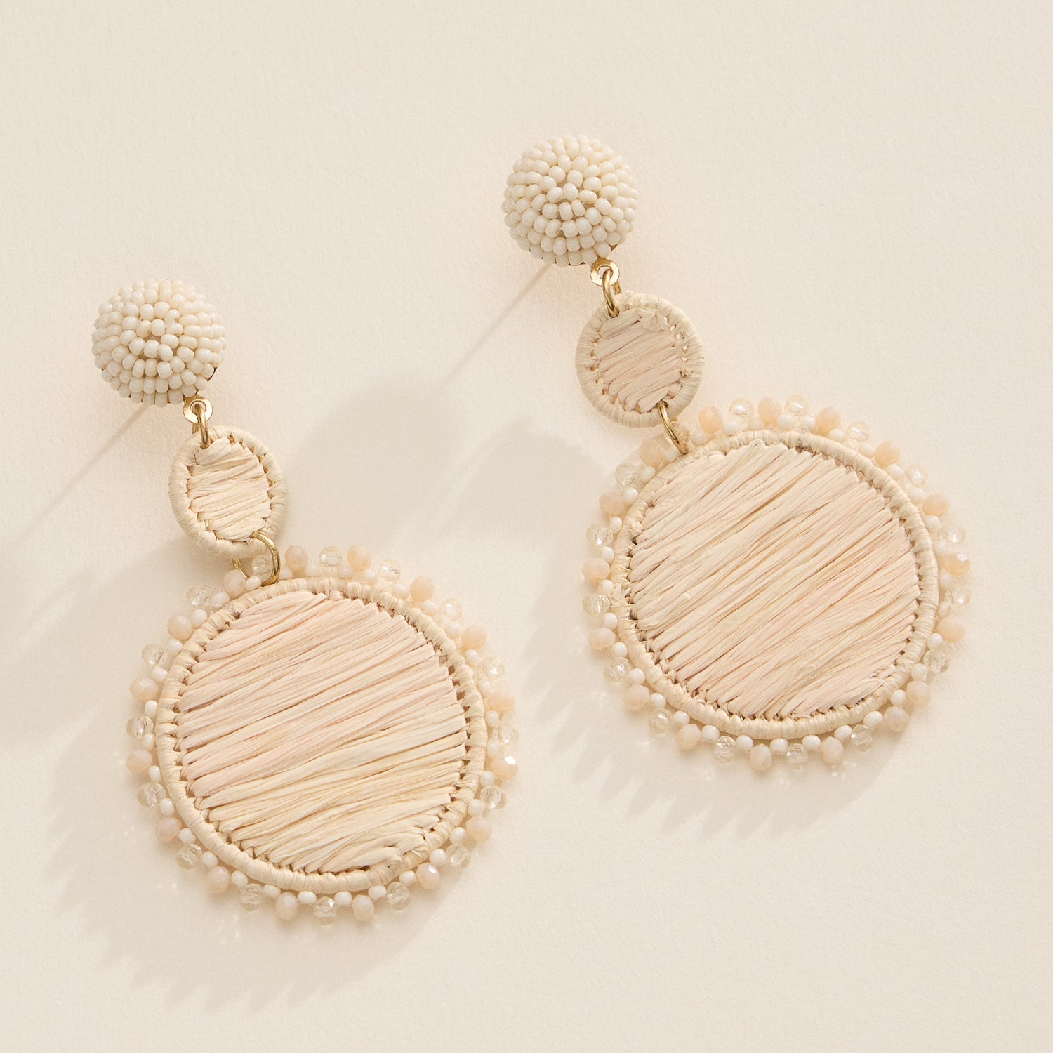Raffia Beaded Drop Earrings – Lightweight Boho Statement Design