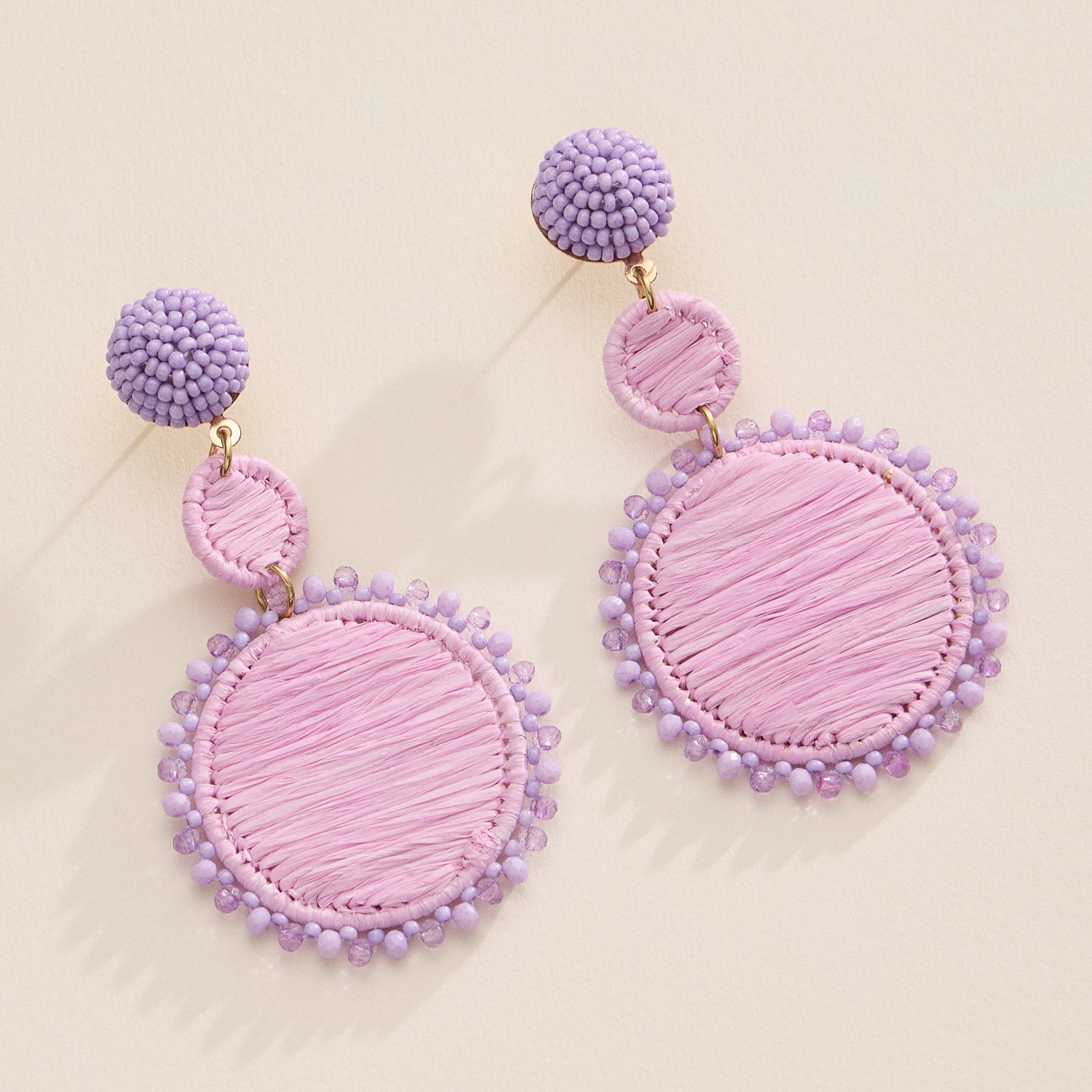 Raffia Beaded Drop Earrings – Lightweight Boho Statement Design