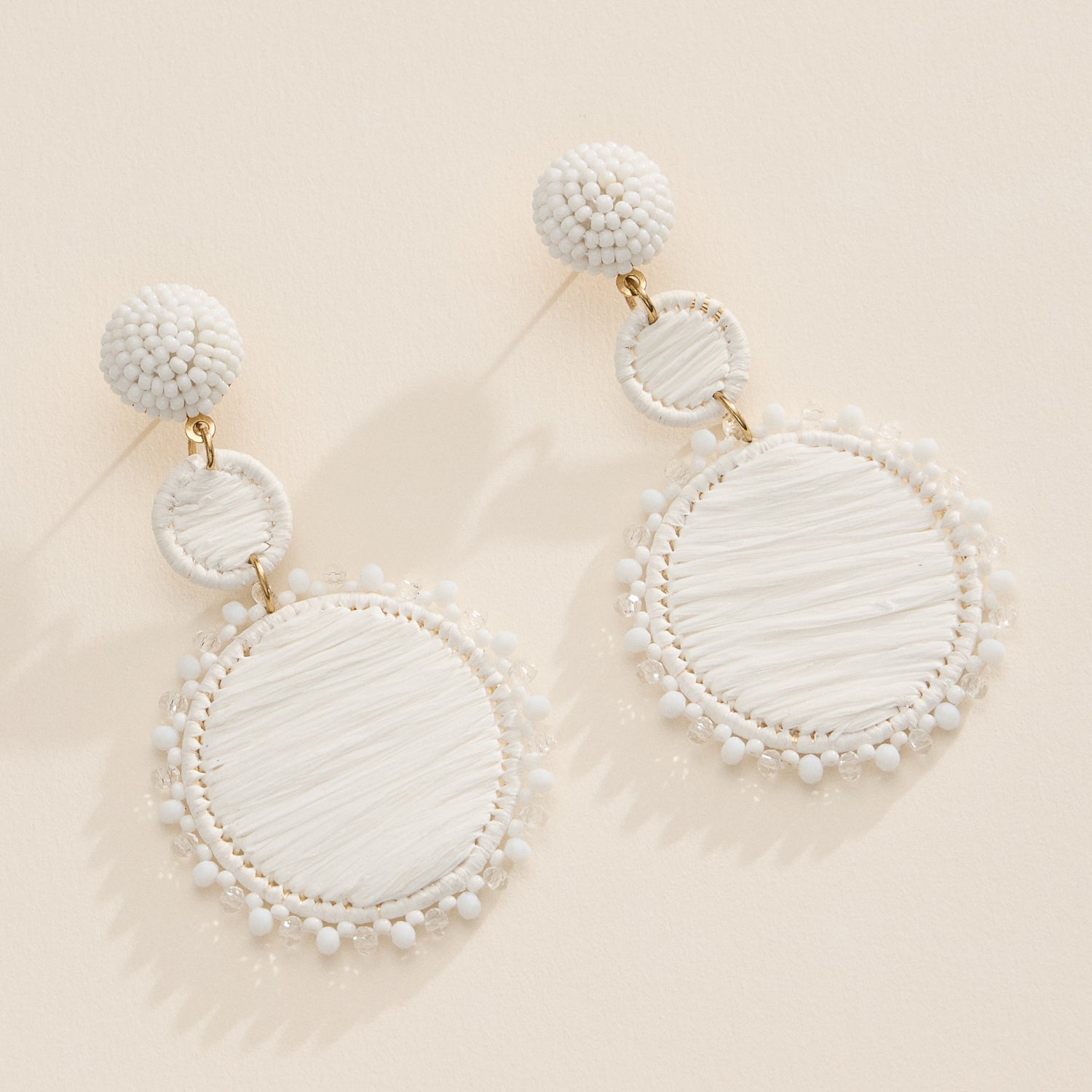 Raffia Beaded Drop Earrings – Lightweight Boho Statement Design