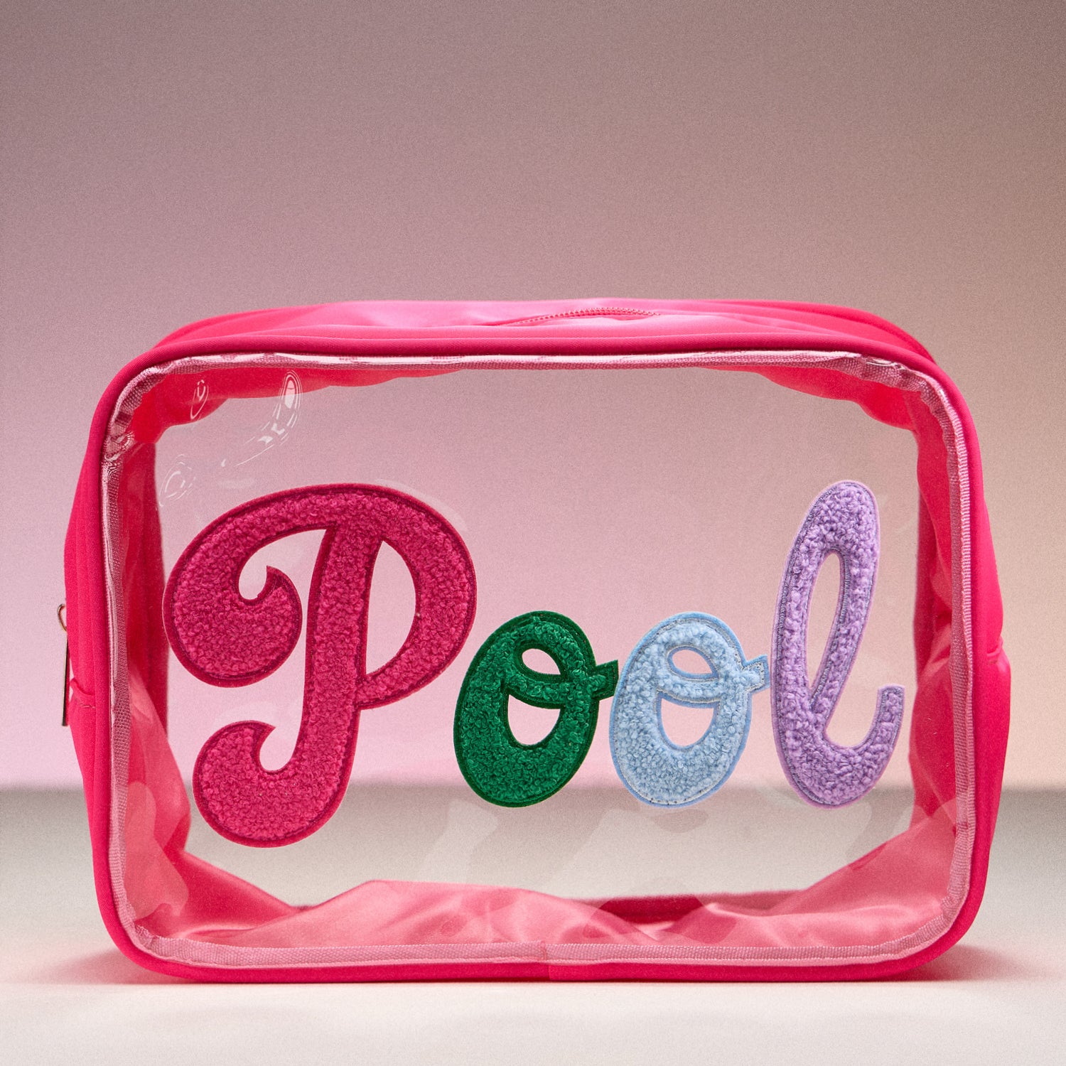 Clear PVC Beach and Pool Bag with Fabric Letters