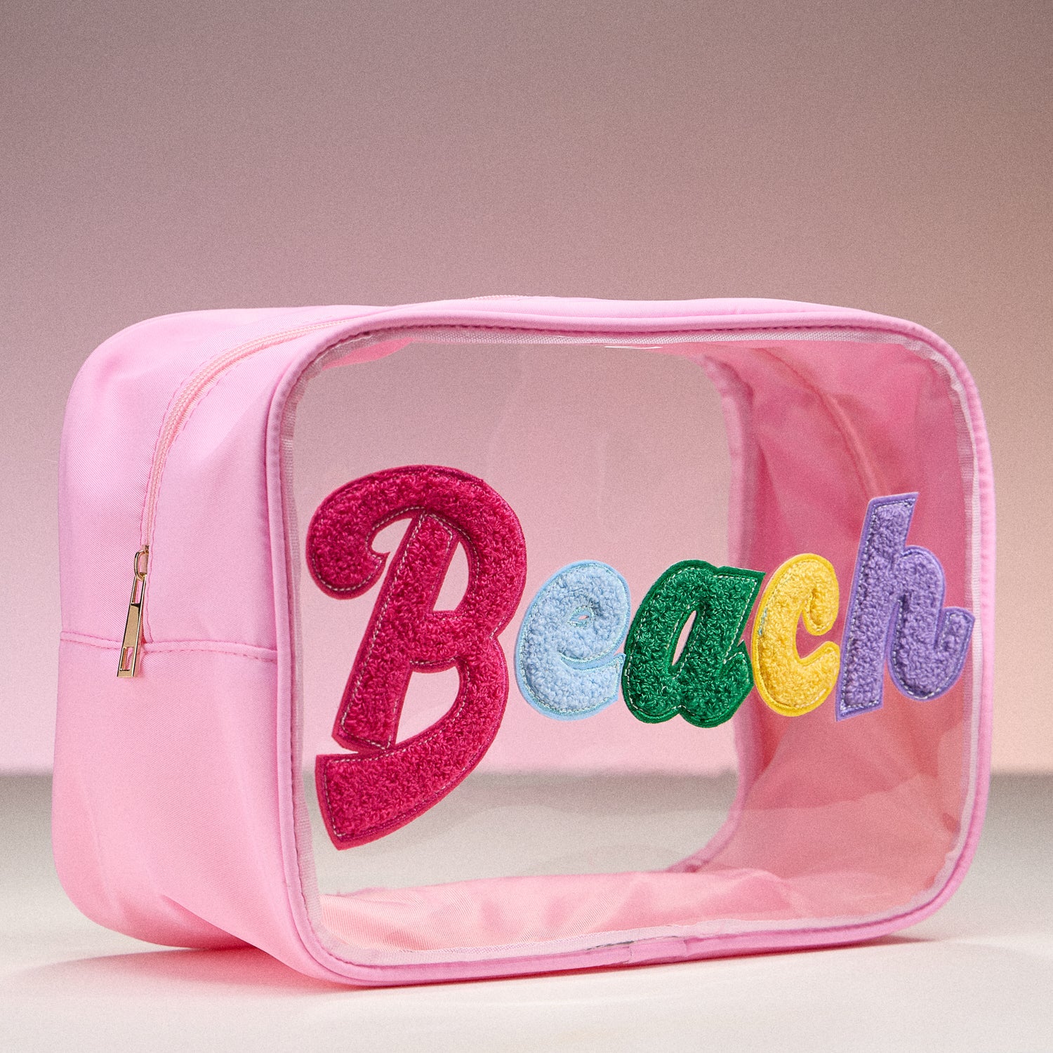 Clear PVC Beach and Pool Bag with Fabric Letters