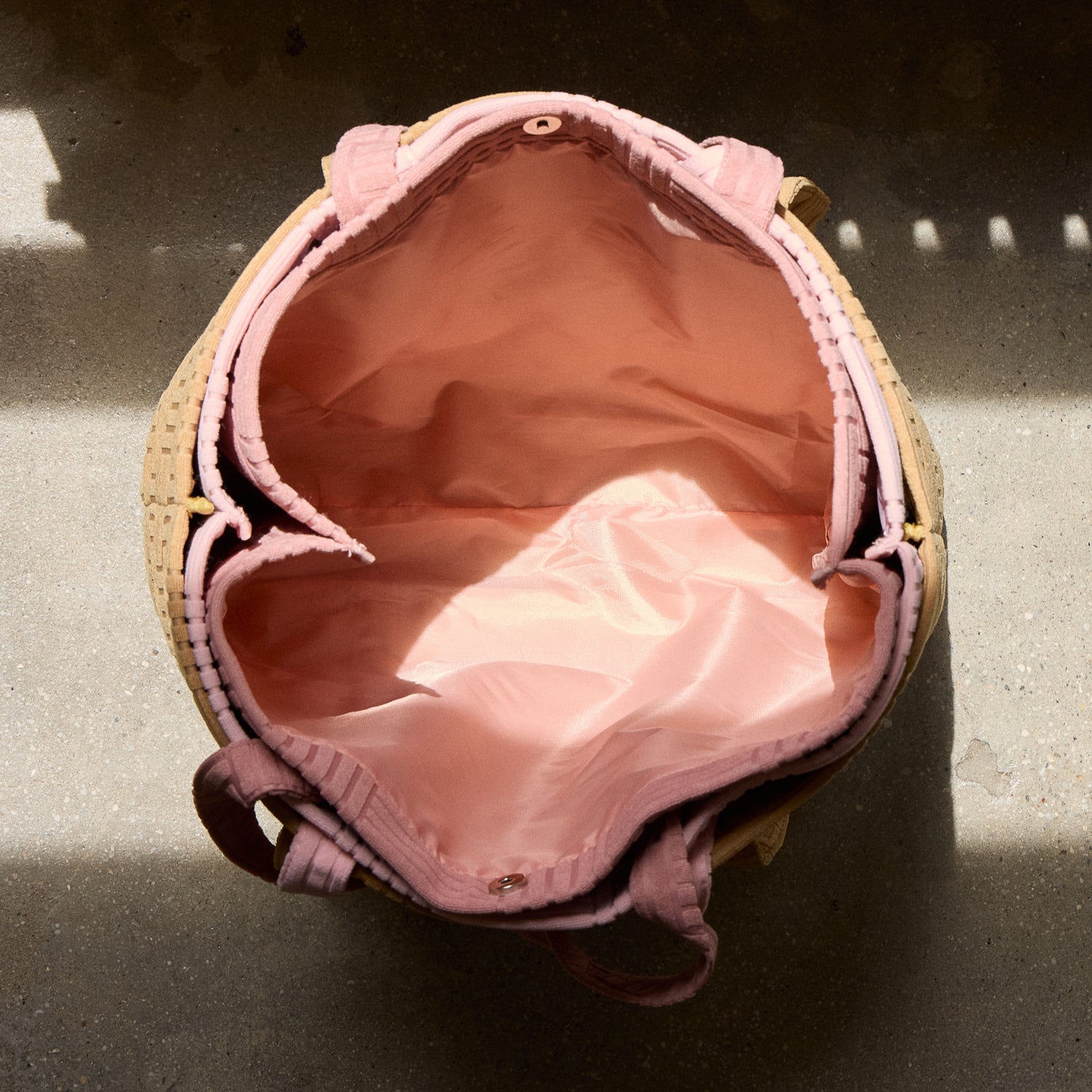 Luxe Terry Tote Bag with Irregular Grid Pattern