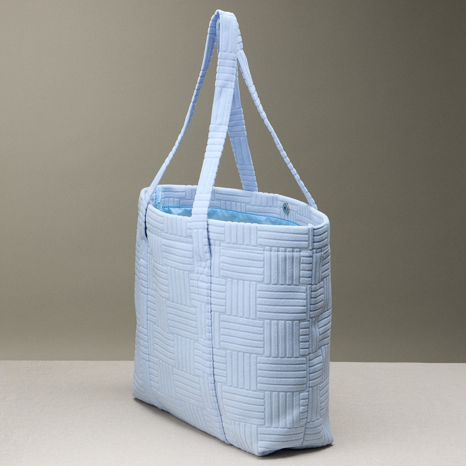 Luxe Terry Tote Bag with Irregular Grid Pattern